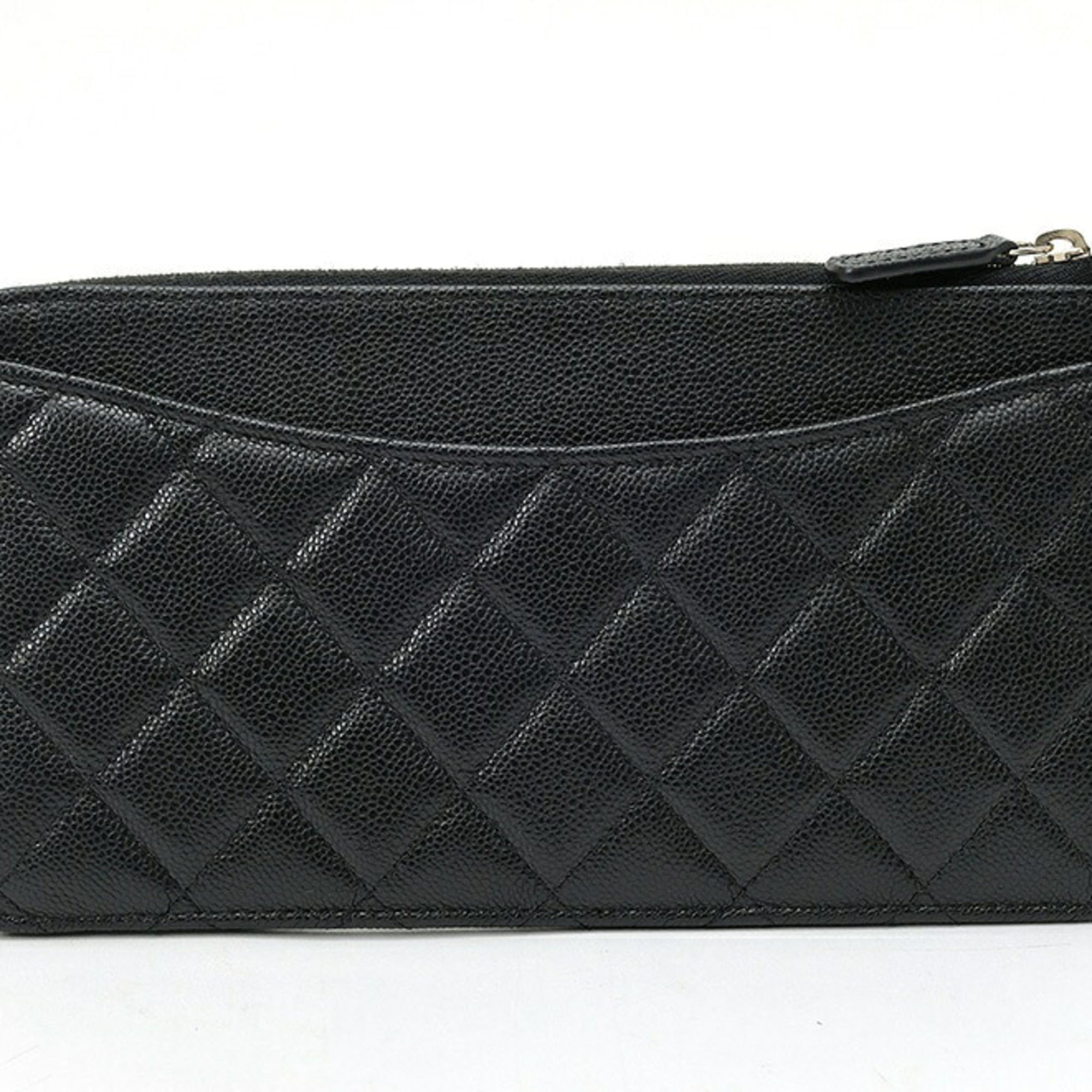 Chanel Black Grained Calfskin Long Wallet (Bi-Fold) (Pre-Owned)