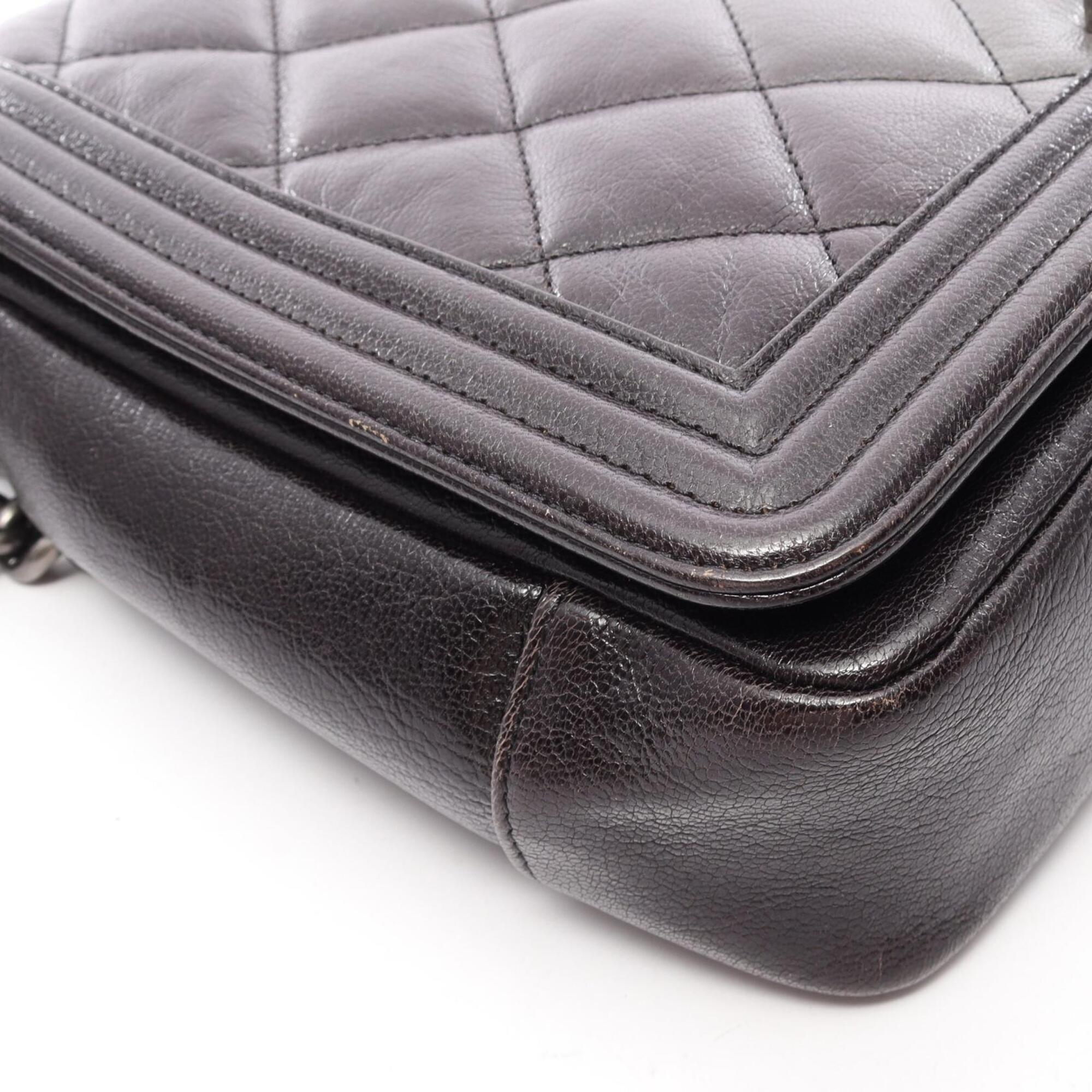Chanel Black Gray Leather Handbag Shoulder Bag (Pre-Owned)