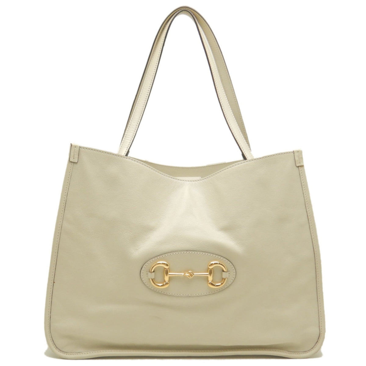 Gucci Horsebit Ivory Leather Tote Bag (Pre-Owned)