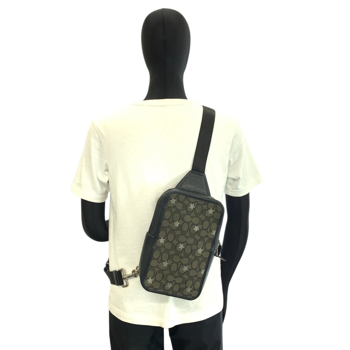 Coach Black Brown Leather Canvas Shoulder Bag Sling Bag (Pre-Owned)