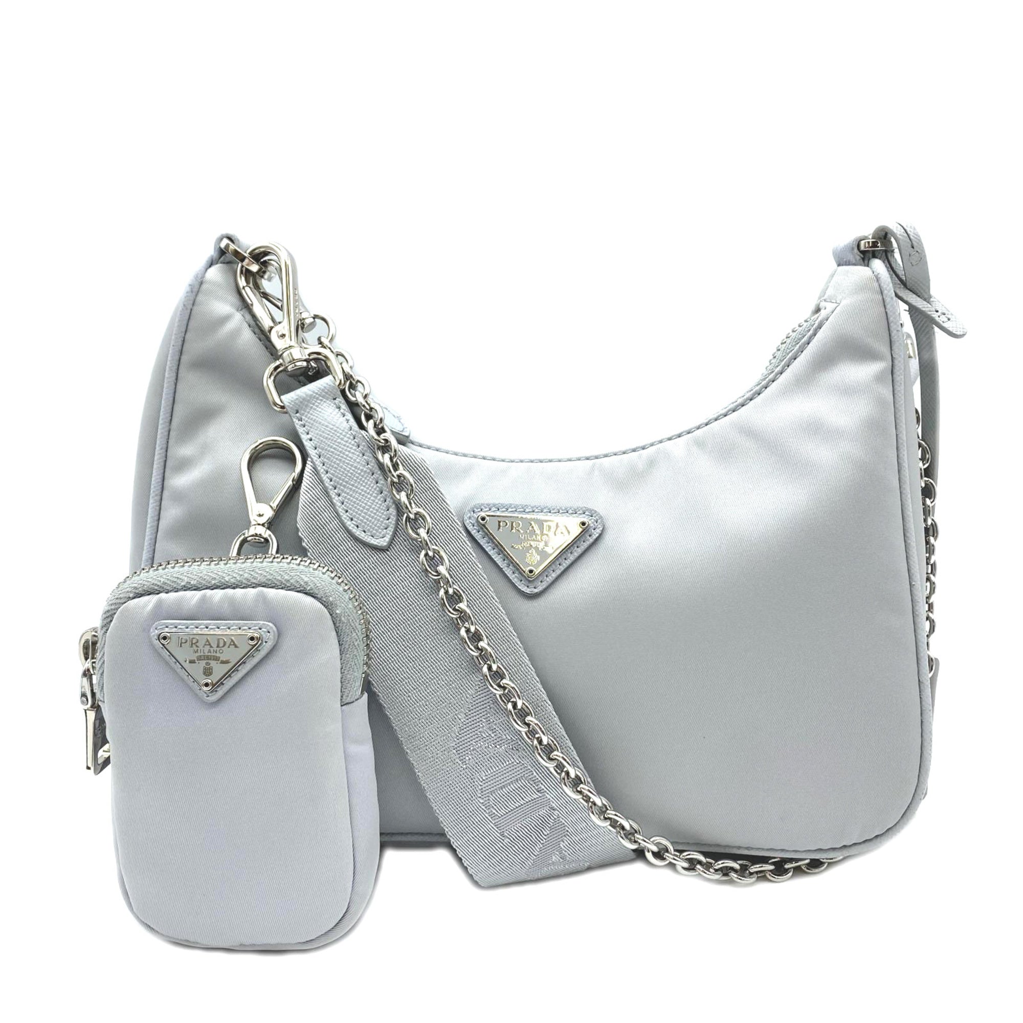 Prada Gray Nylon Shoulder Bag (Pre-Owned)