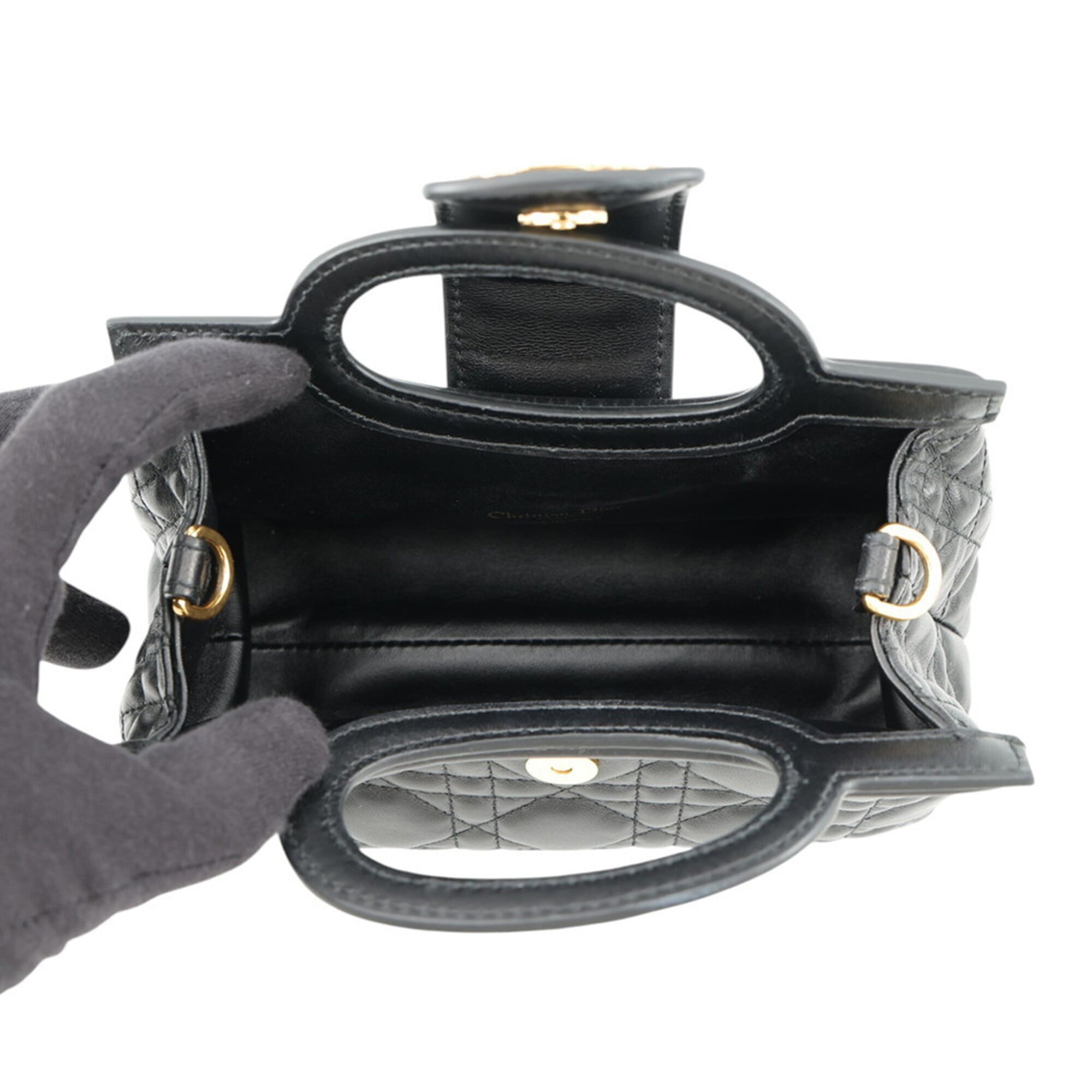 Christian Dior Black Leather Handbag Shoulder Bag (Pre-Owned)