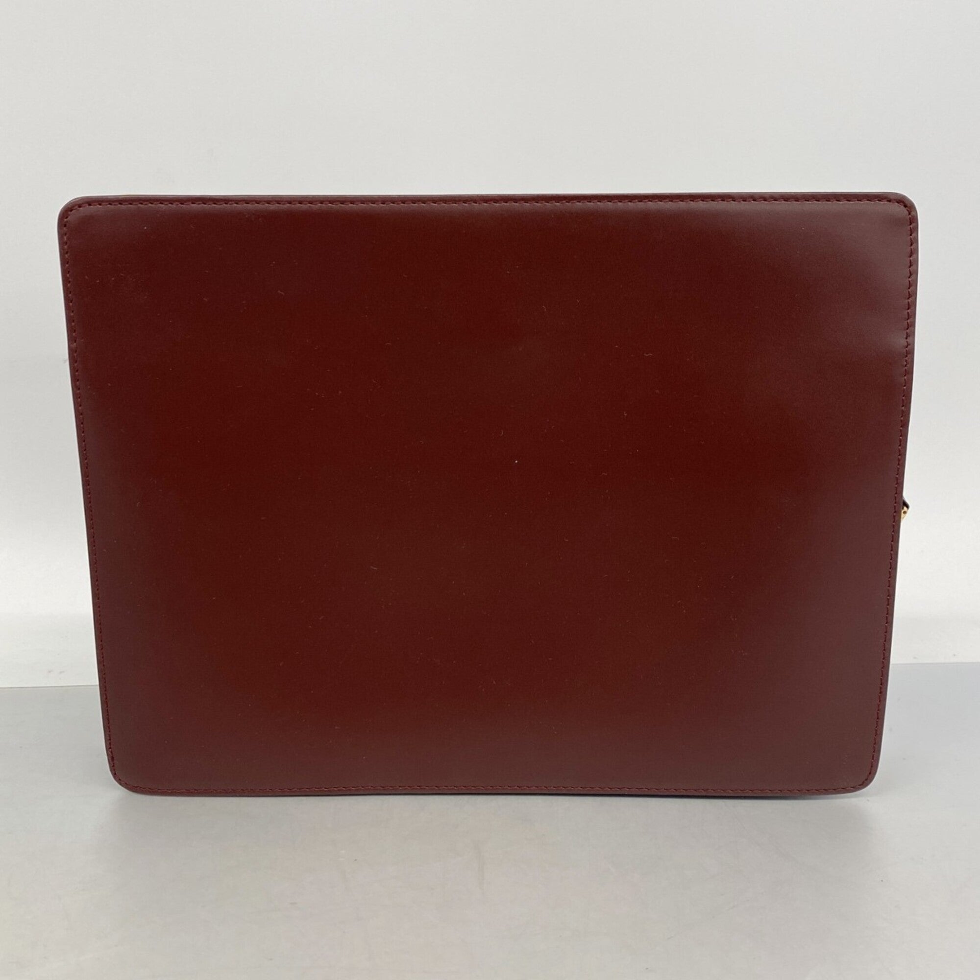 Cartier Bordeaux Leather Clutch Bag (Pre-Owned)