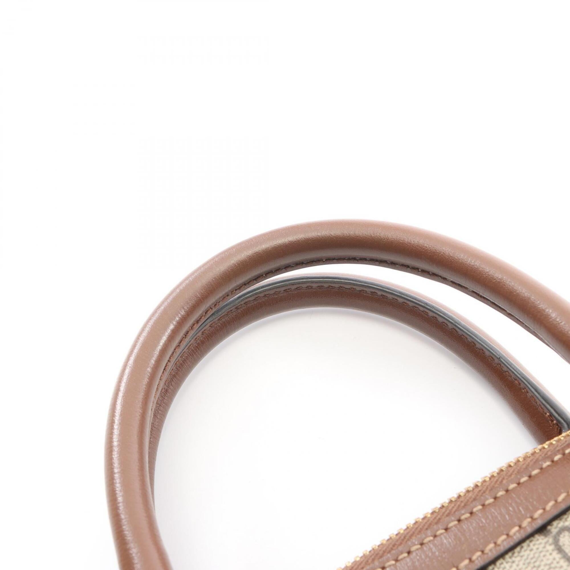 Gucci Beige Brown Pvc Leather Handbag (Pre-Owned)