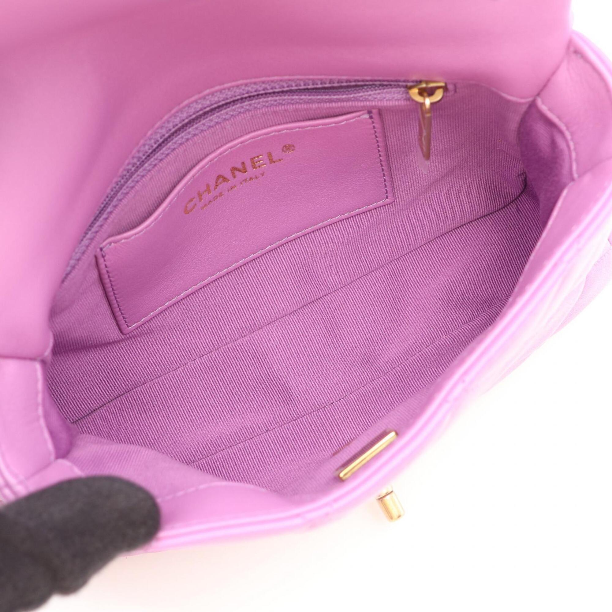 Chanel Purple Leather Handbag Shoulder Bag (Pre-Owned)