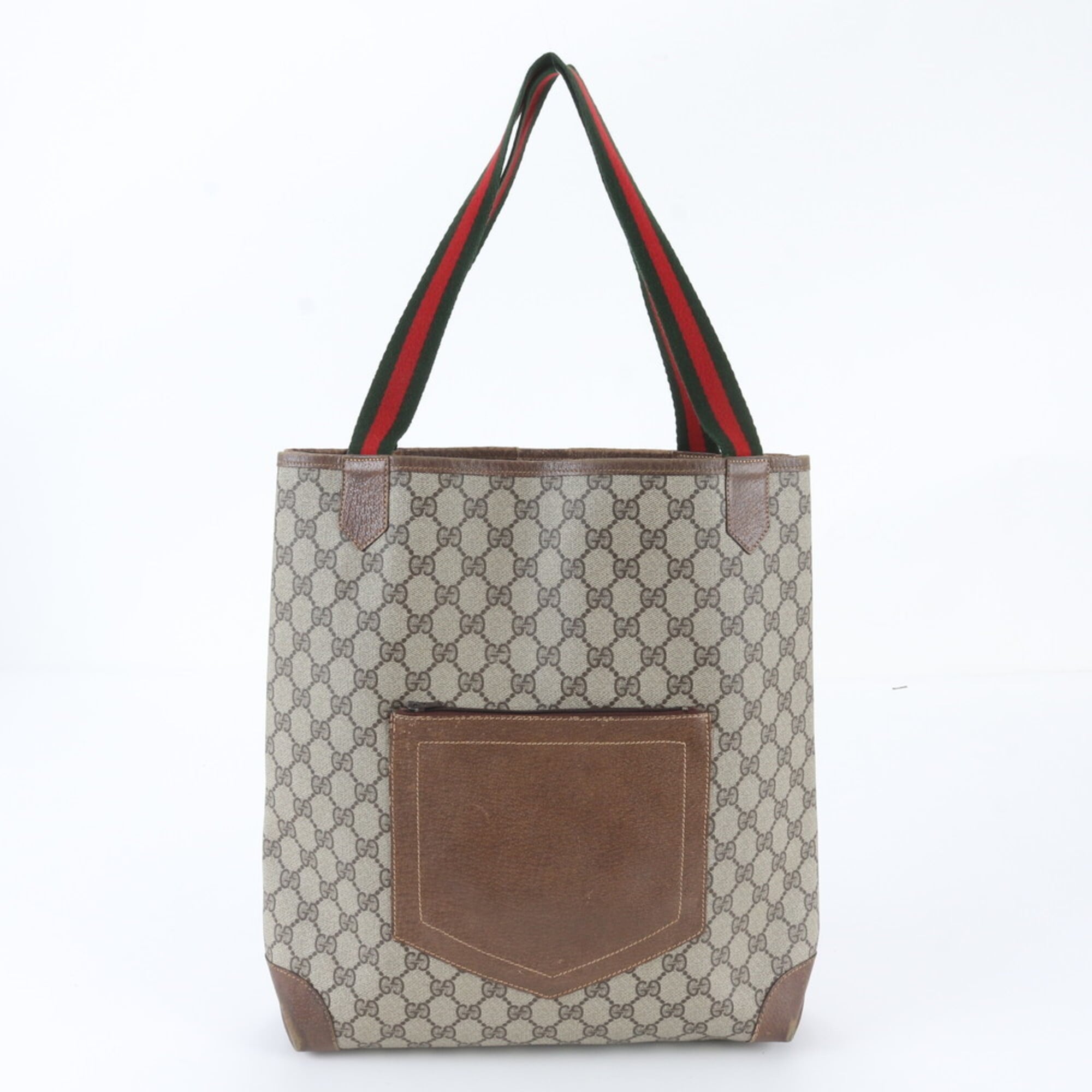 Gucci Brown Leather Coated Canvas Shoulder Bag Tote Bag (Pre-Owned)
