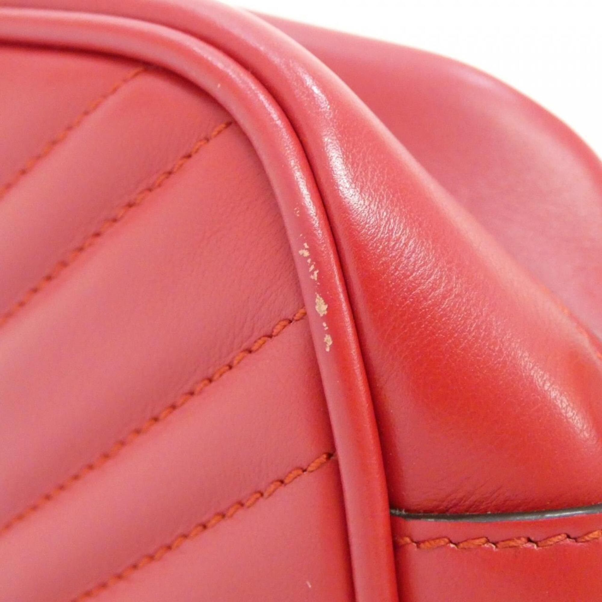 Gucci Red Color Leather Shoulder Bag (Pre-Owned)