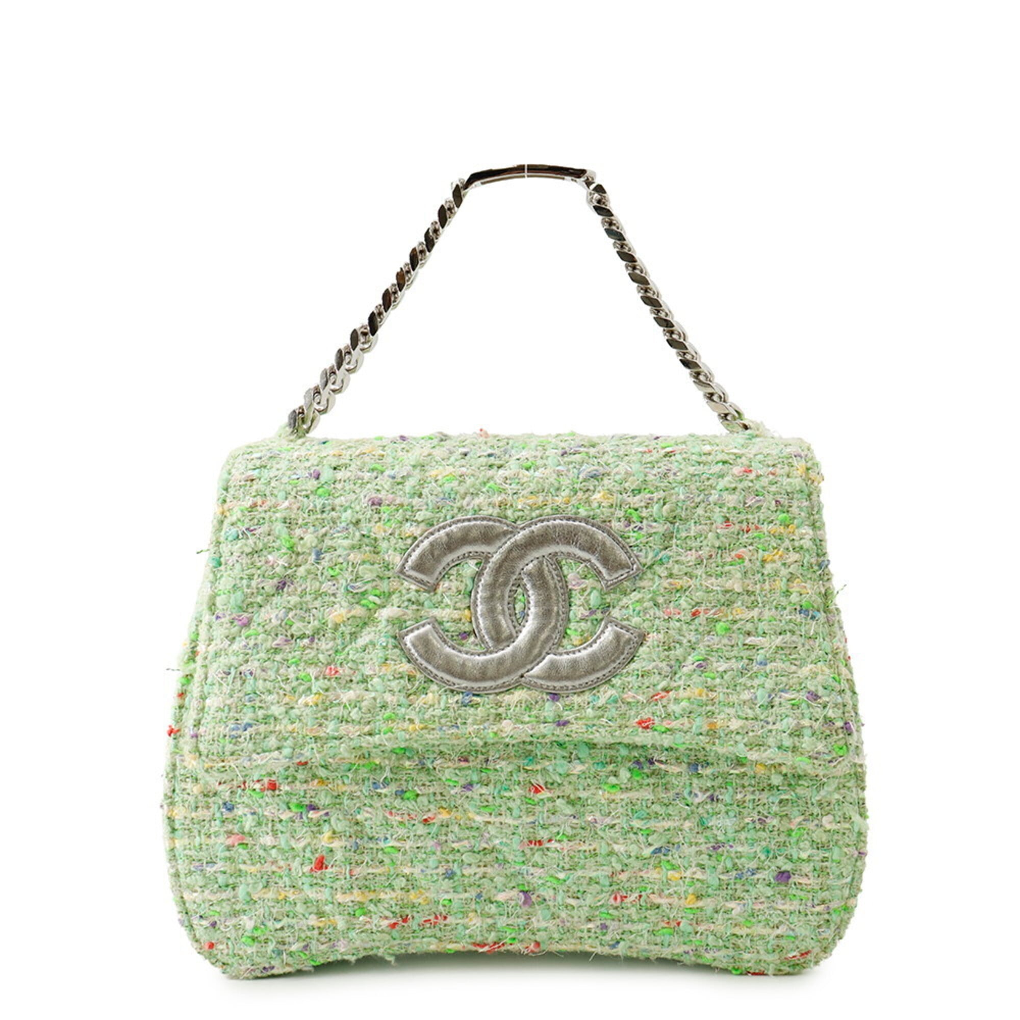 Chanel Green Multi-Color Tweed Handbag (Pre-Owned)