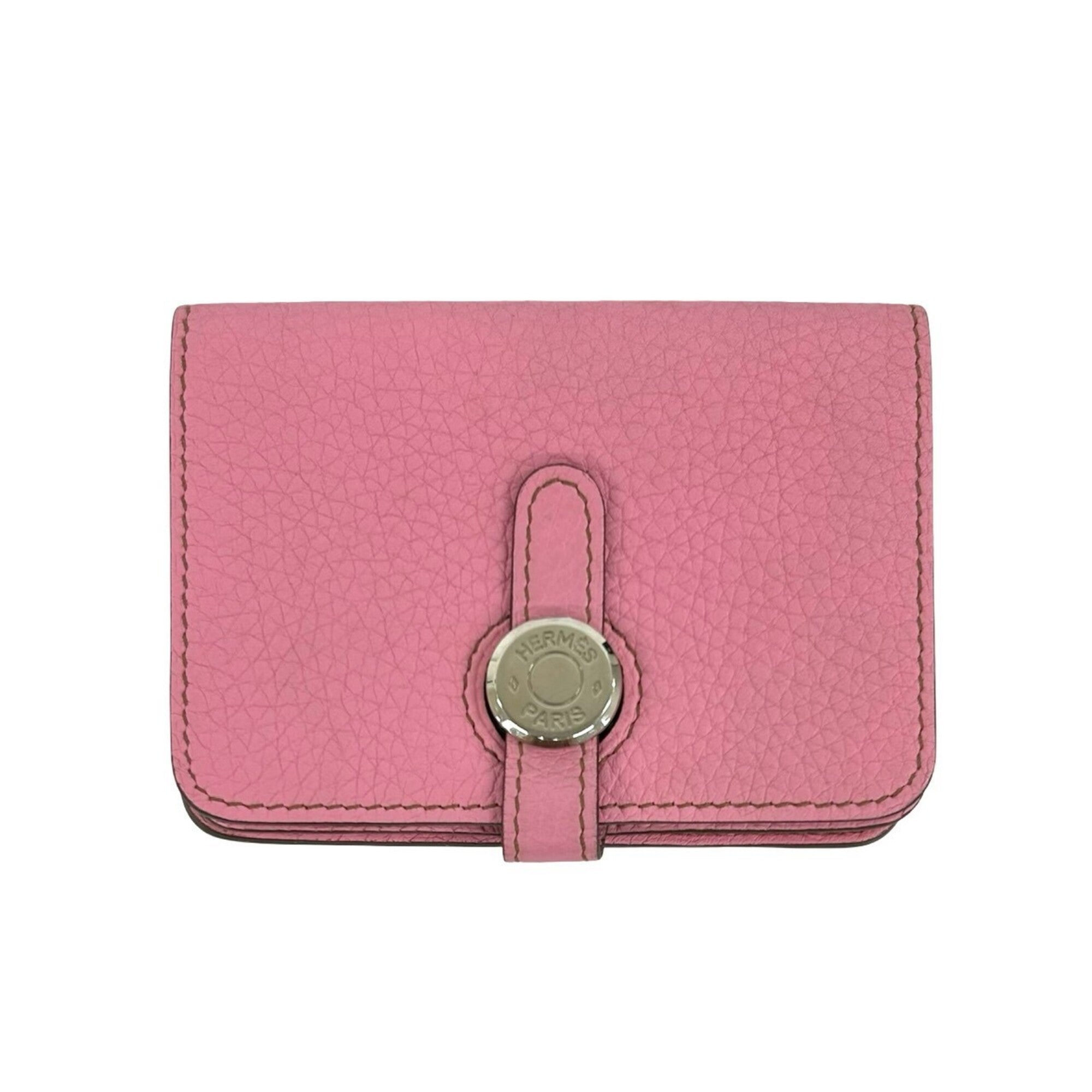 Hermes Pink Taurillon Clemence Leather Coin Purse/Coin Case (Pre-Owned)
