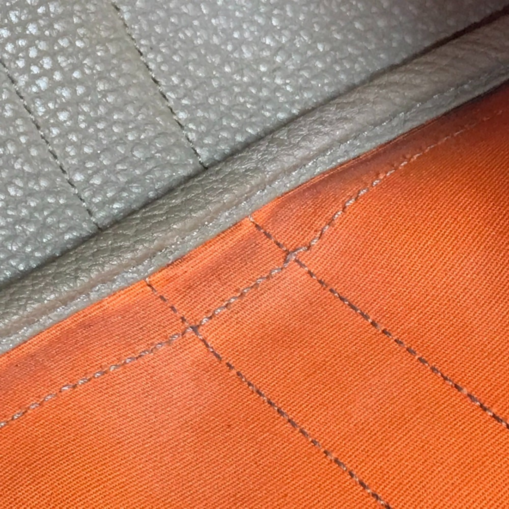 Hermes Garden Brown Orange Toile Officier Negonda Leather Handbag Tote Bag (Pre-Owned)