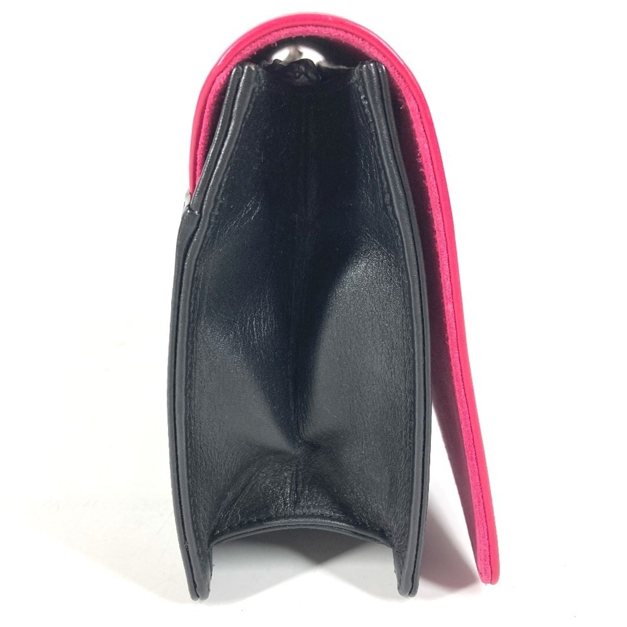 Yves Saint Laurent Black Pink Leather Clutch Bag Handbag (Pre-Owned)
