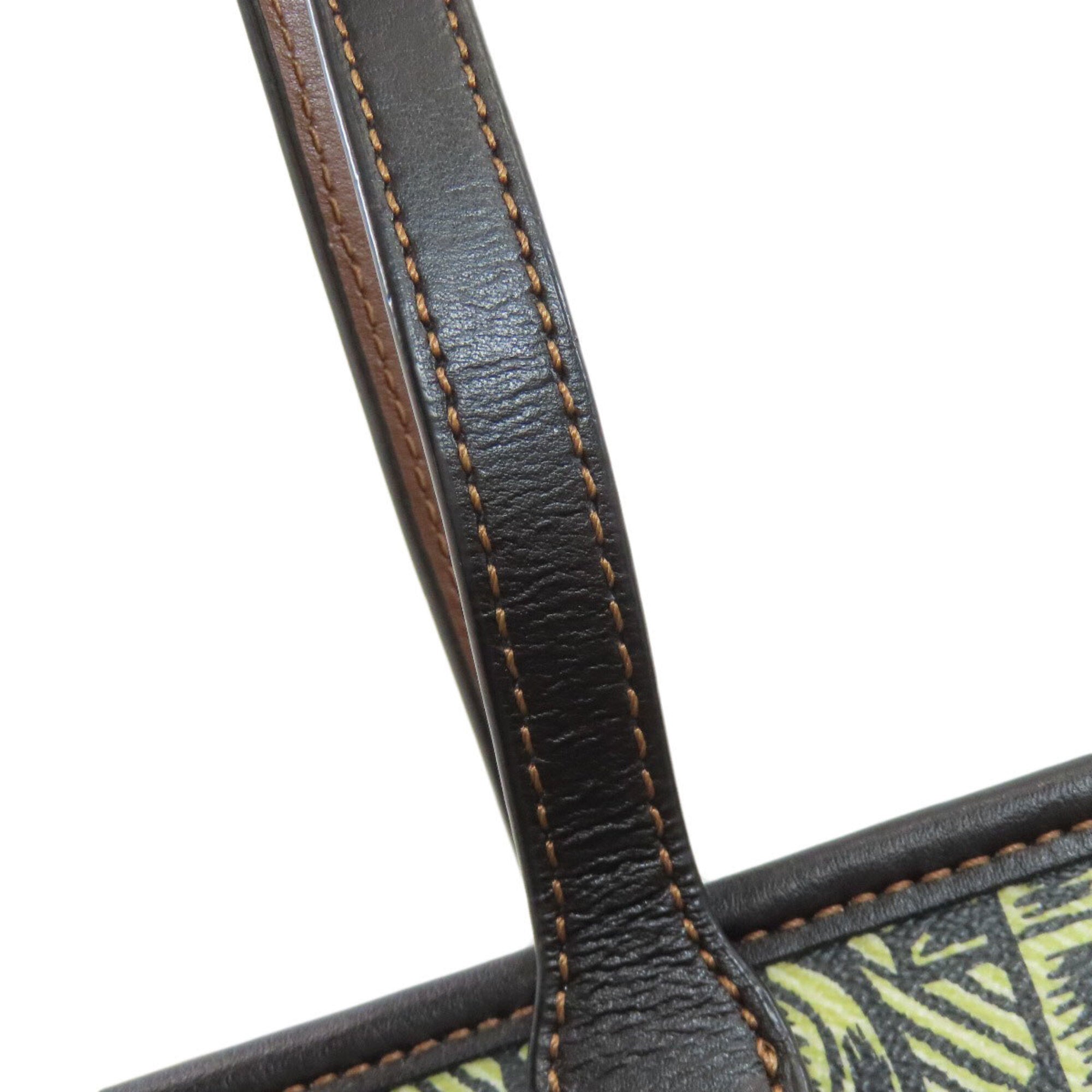 Coach Black Green Yellow Pvc Leather Tote Bag (Pre-Owned)
