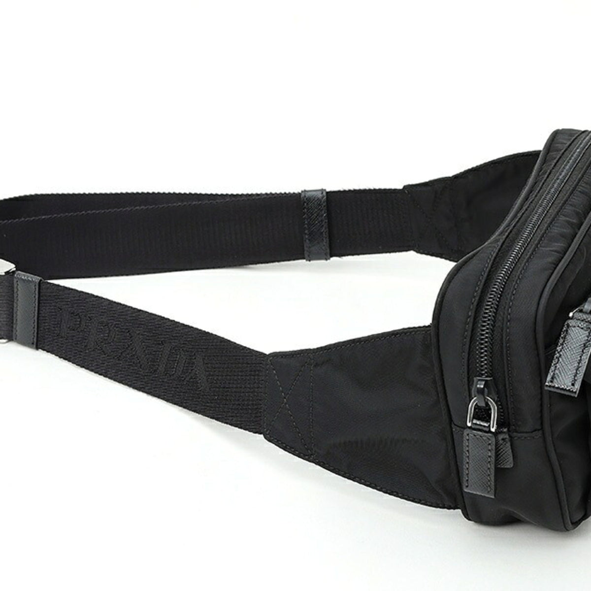 Prada Black Nero Fabric Saffiano Triangle Fanny Pack (Pre-Owned)