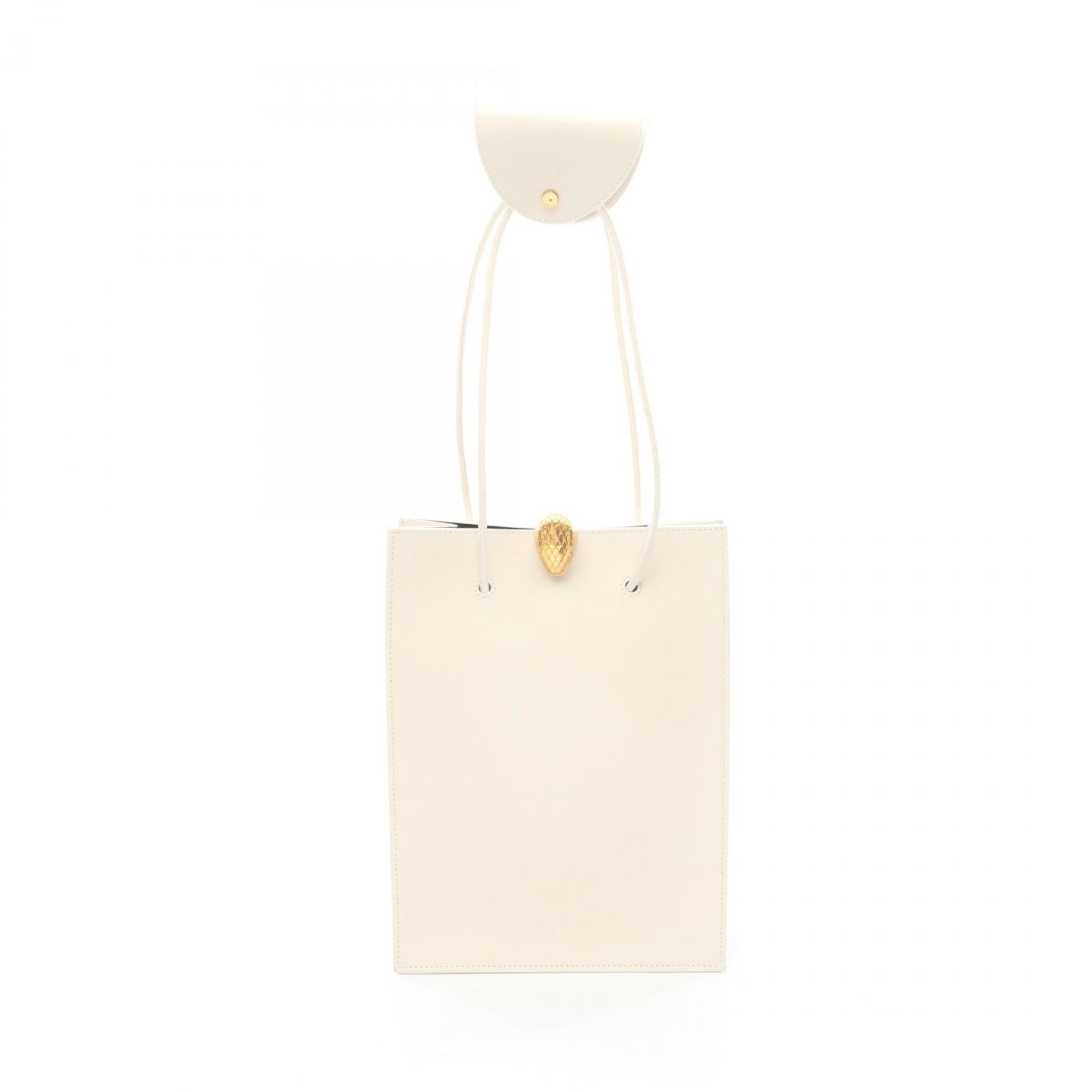 Bvlgari White Leather Handbag Tote Bag (Pre-Owned)