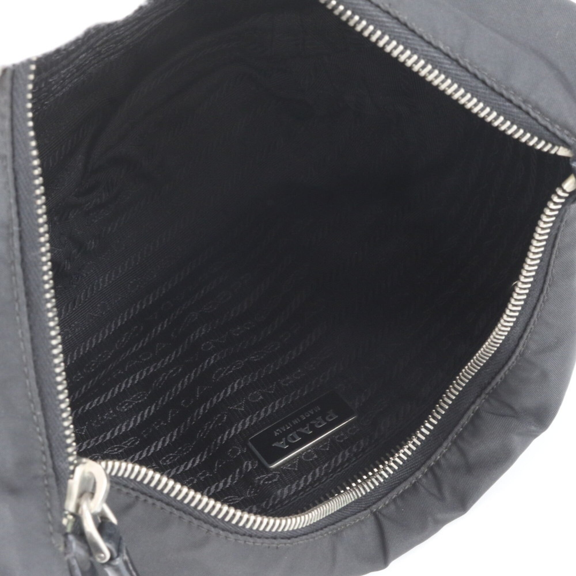 Prada Black Nylon Leather Handbag Shoulder Bag (Pre-Owned)