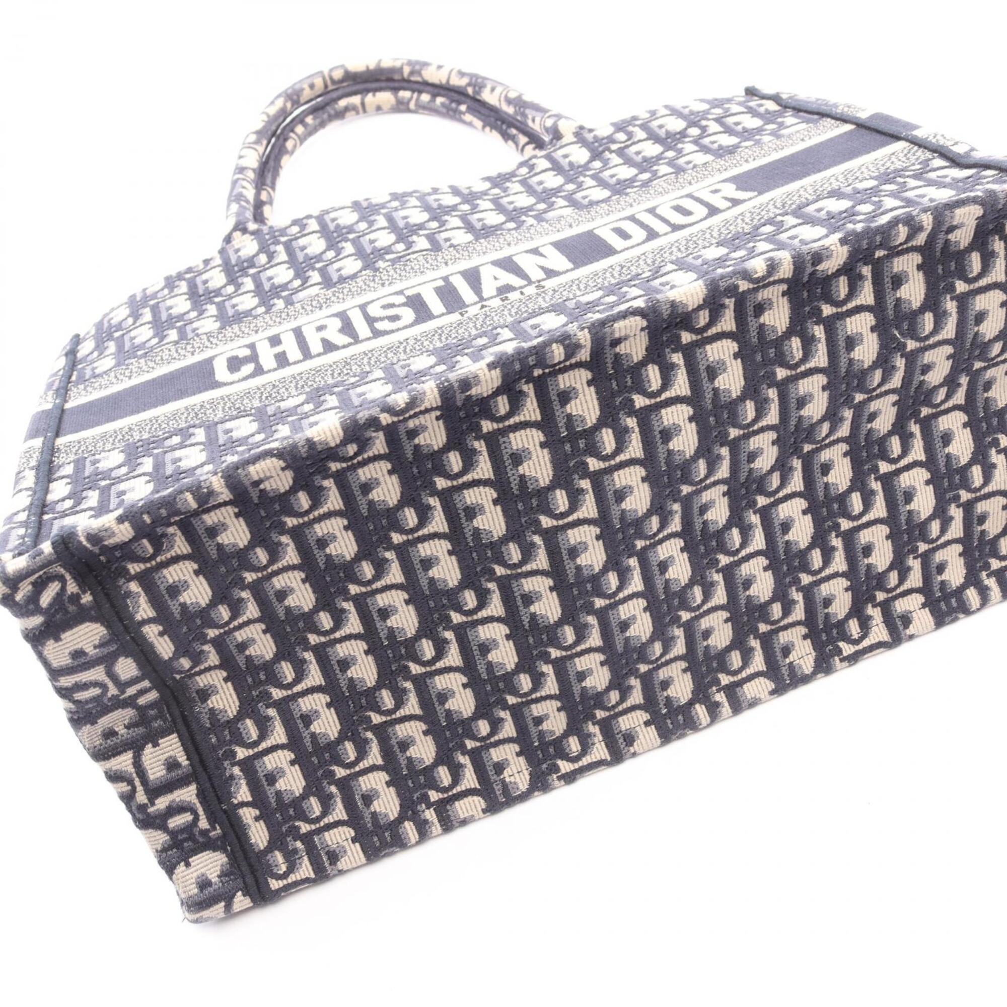 Christian Dior Beige Navy Canvas Handbag Tote Bag (Pre-Owned)