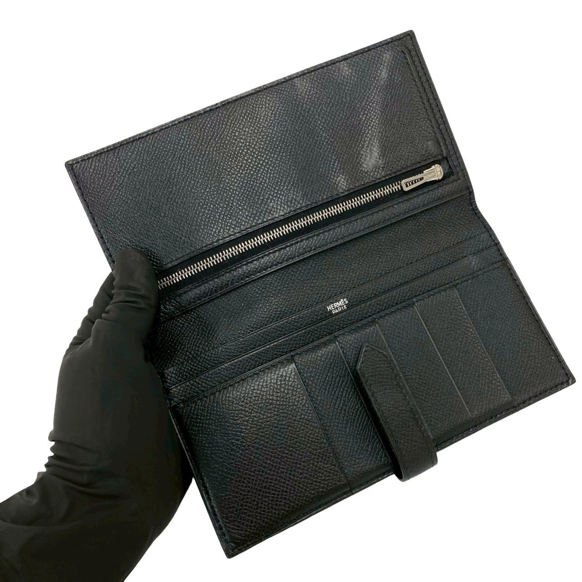 Hermes Black Epsom Leather Long Wallet (Bi-Fold) (Pre-Owned)