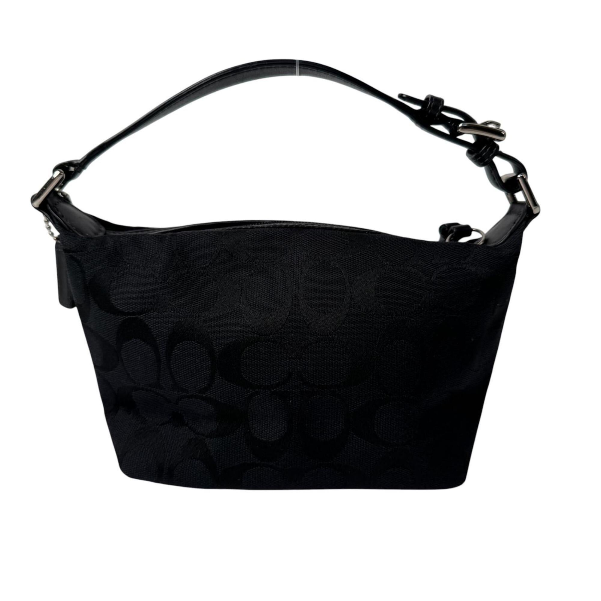 Coach Black Canvas Leather Handbag Pouch Shoulder Bag (Pre-Owned)