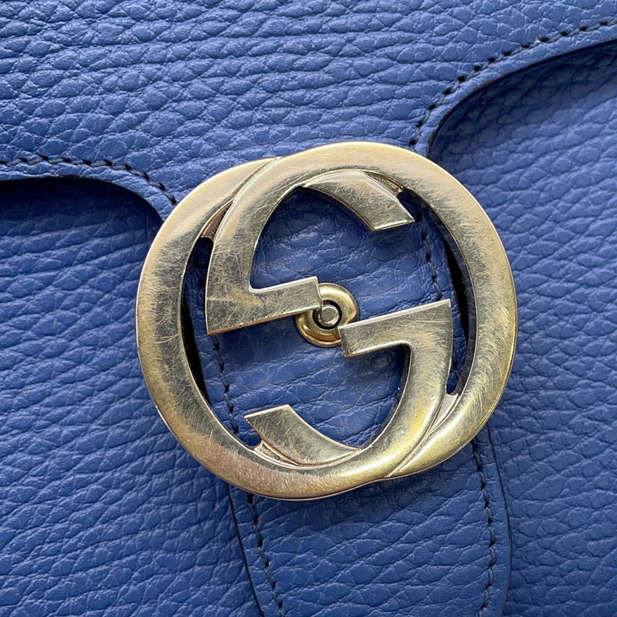 Gucci Black Blue Leather Handbag Shoulder Bag (Pre-Owned)