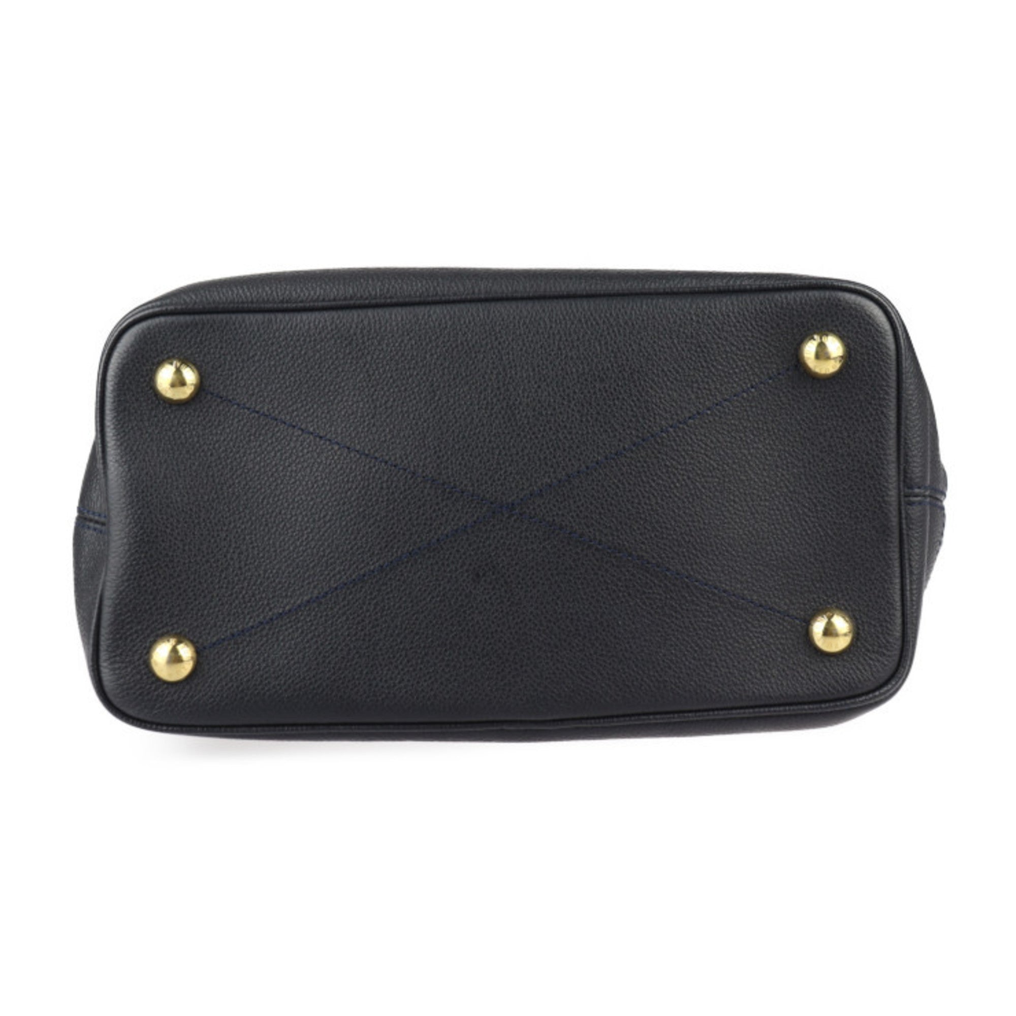 Louis Vuitton Black Leather Handbag Pouch Shoulder Bag Tote Bag (Pre-Owned)