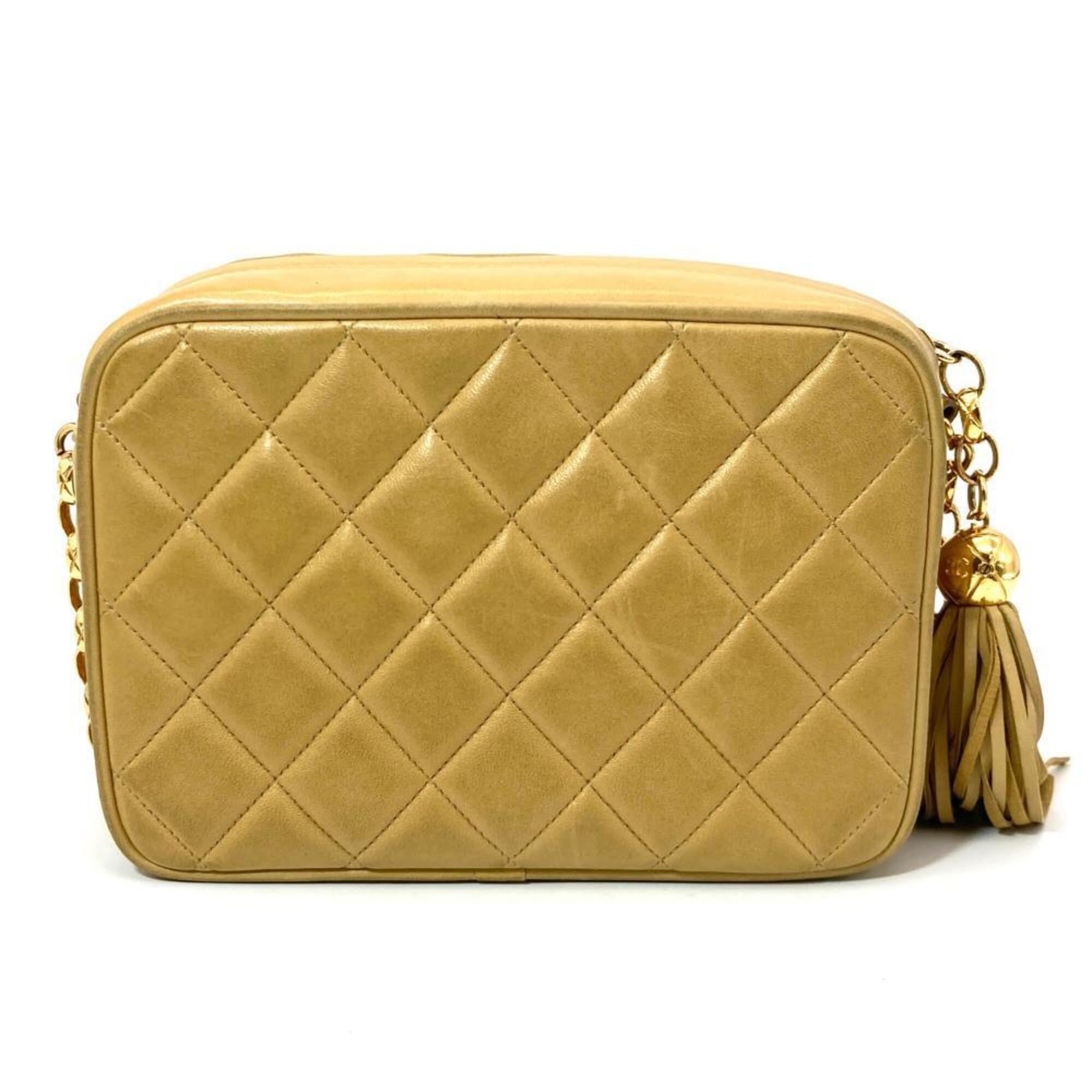 Chanel Beige Beige Gold Black Shoulder Bag (Pre-Owned)