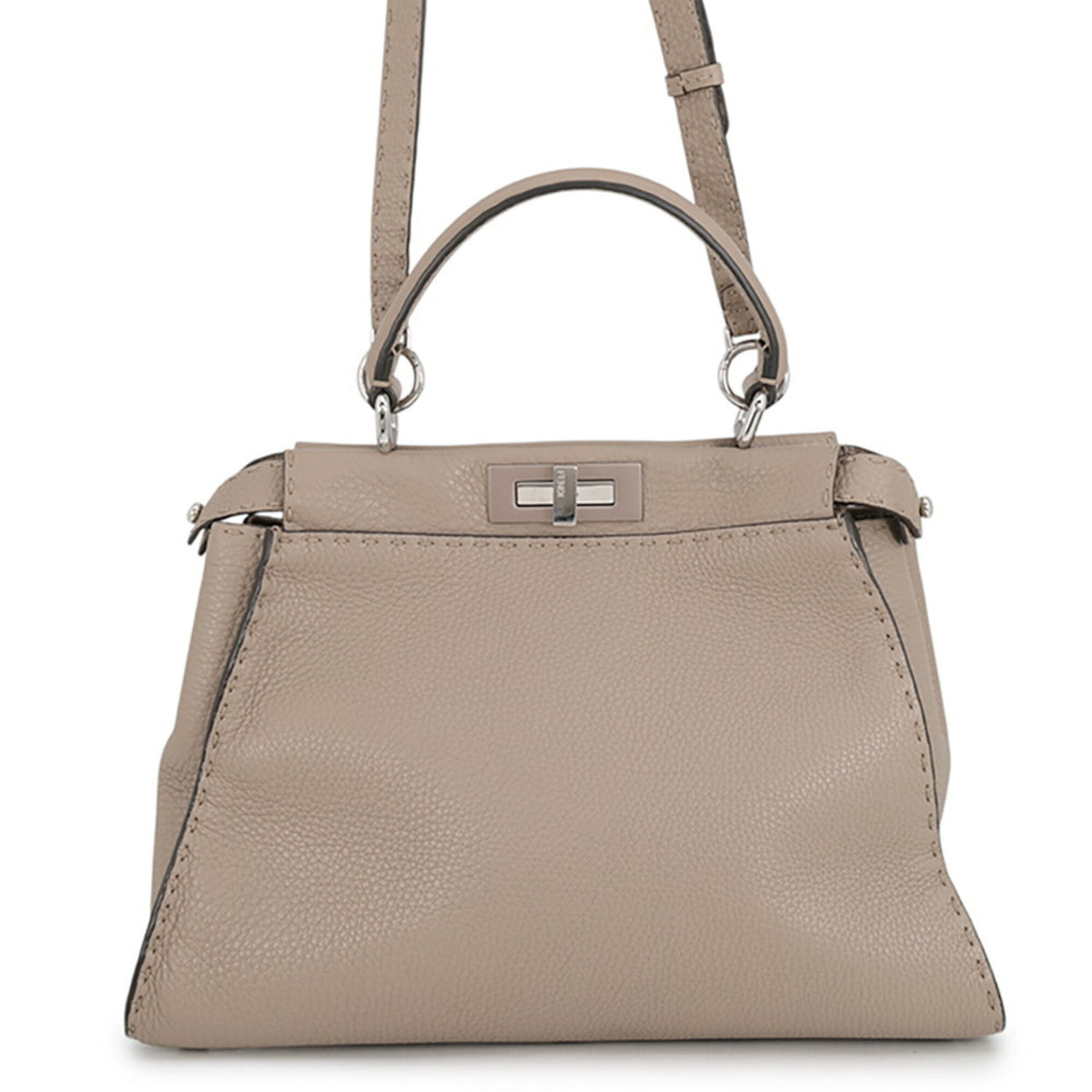 Fendi Selleria Silver Leather Handbag Shoulder Bag (Pre-Owned)