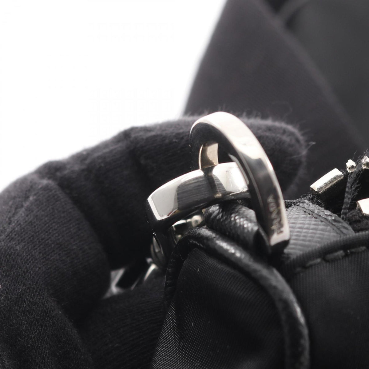Prada Black Nylon Saffiano Triangle Shoulder Bag (Pre-Owned)
