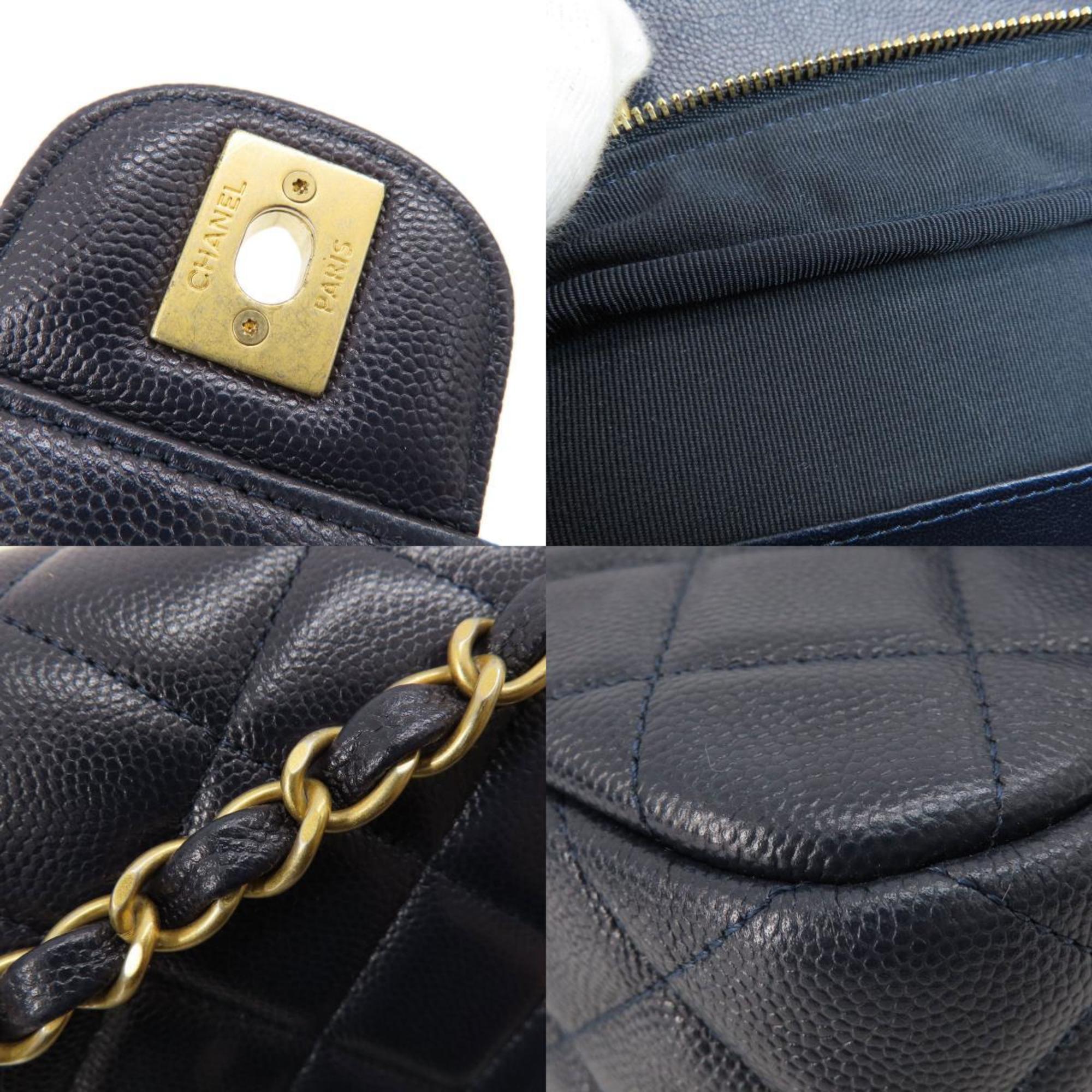 Chanel Navy Caviar Leather Shoulder Bag (Pre-Owned)