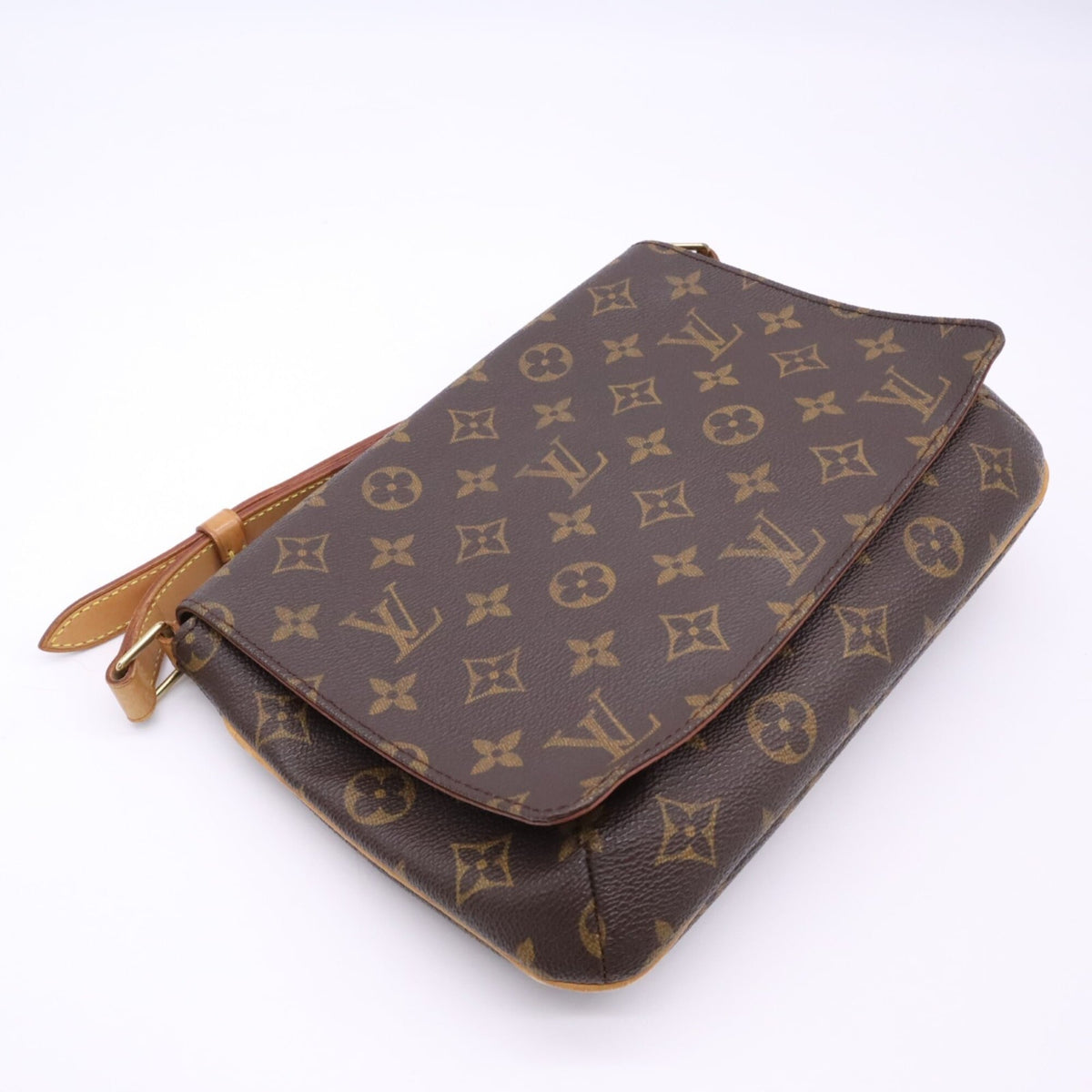 Louis Vuitton Beige Brown Coated Canvas Leather Shoulder Bag (Pre-Owned)