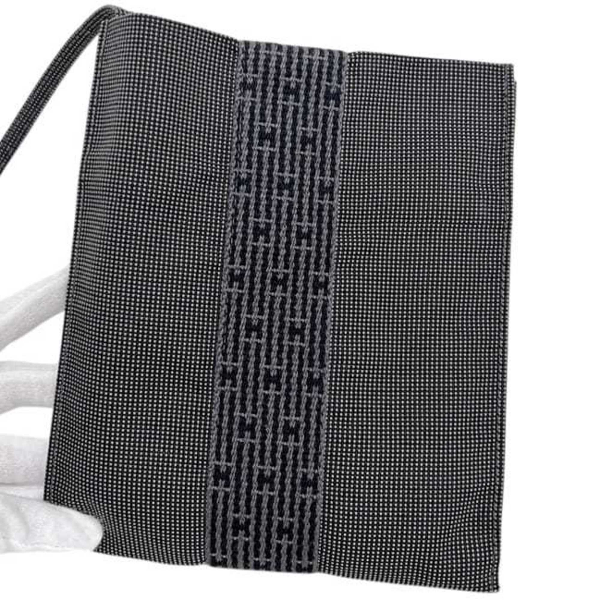 Hermes Her Line Gray Canvas Pochette Shoulder Bag (Pre-Owned)