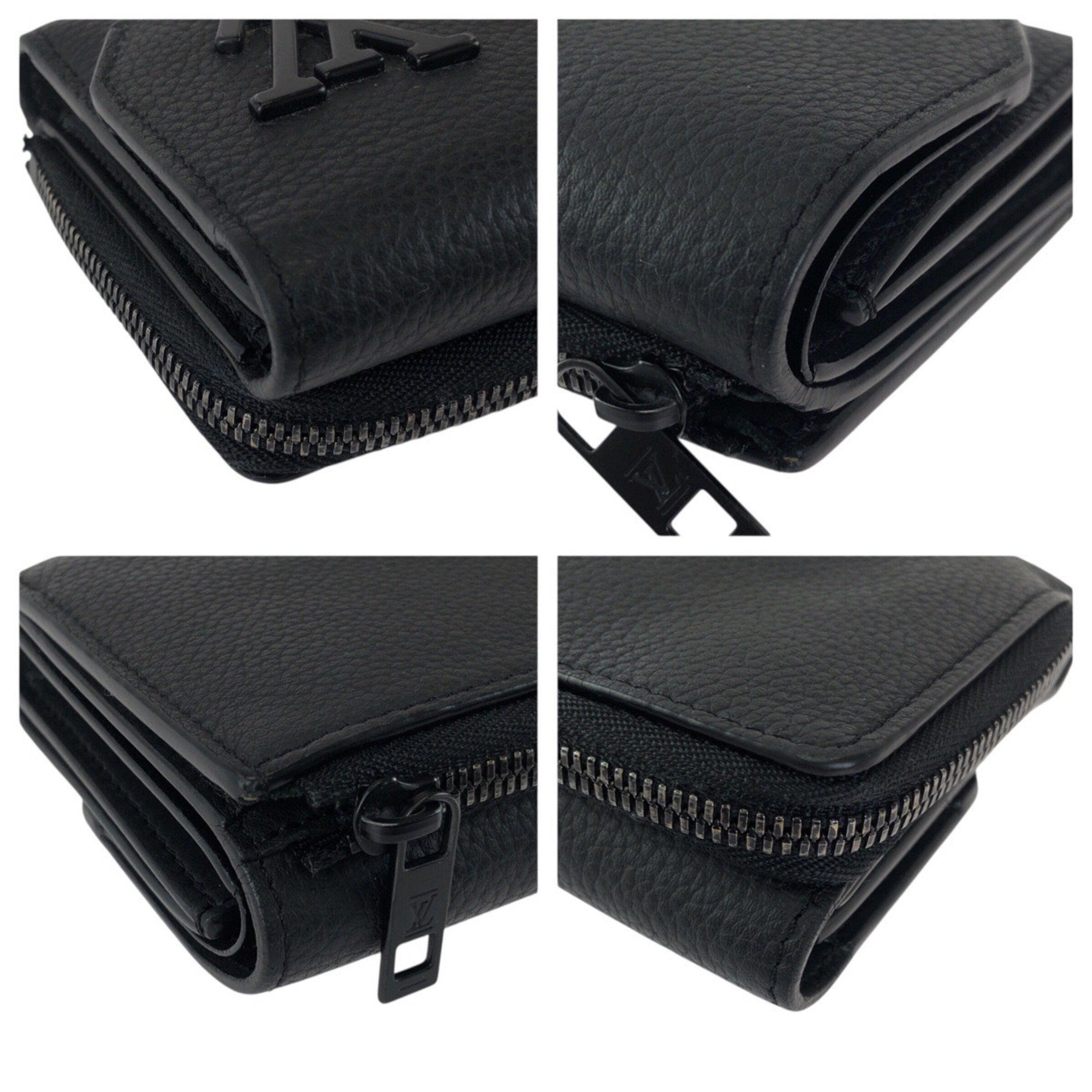 Louis Vuitton Black Leather Wallet (Tri-Fold) (Pre-Owned)