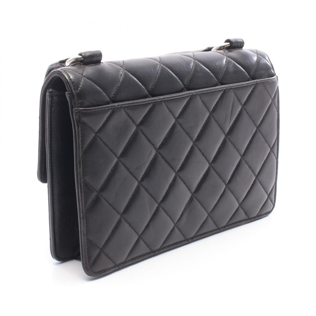 Chanel Black Leather Handbag Shoulder Bag (Pre-Owned)