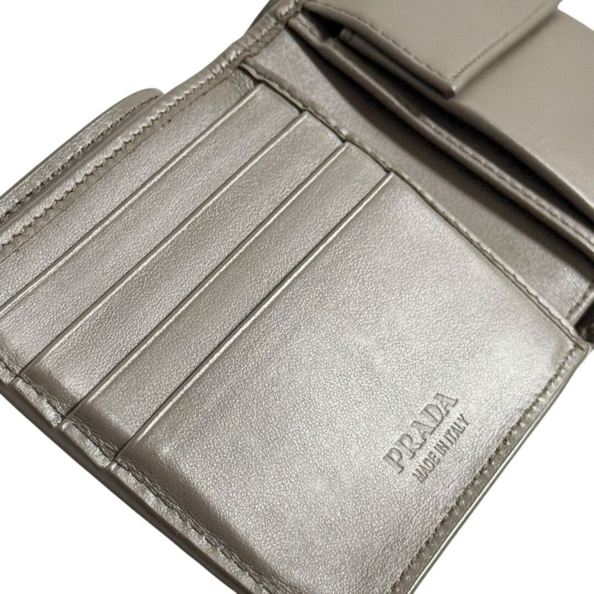 Prada Gray Leather Wallet (Bi-Fold) (Pre-Owned)