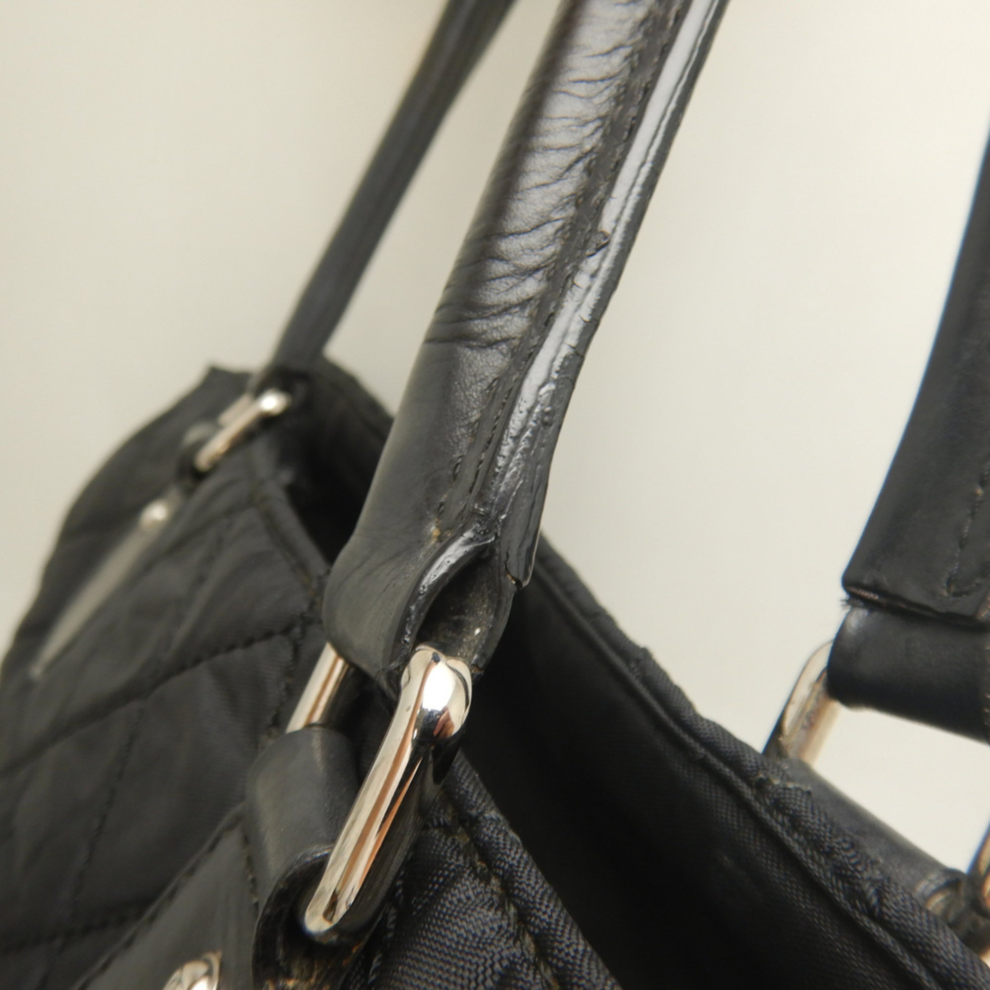 Chanel Black Nylon Leather Tote Bag (Pre-Owned)