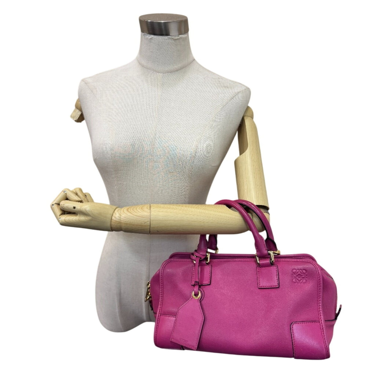 Loewe Amazona Pink Leather Handbag Shoulder Bag (Pre-Owned)