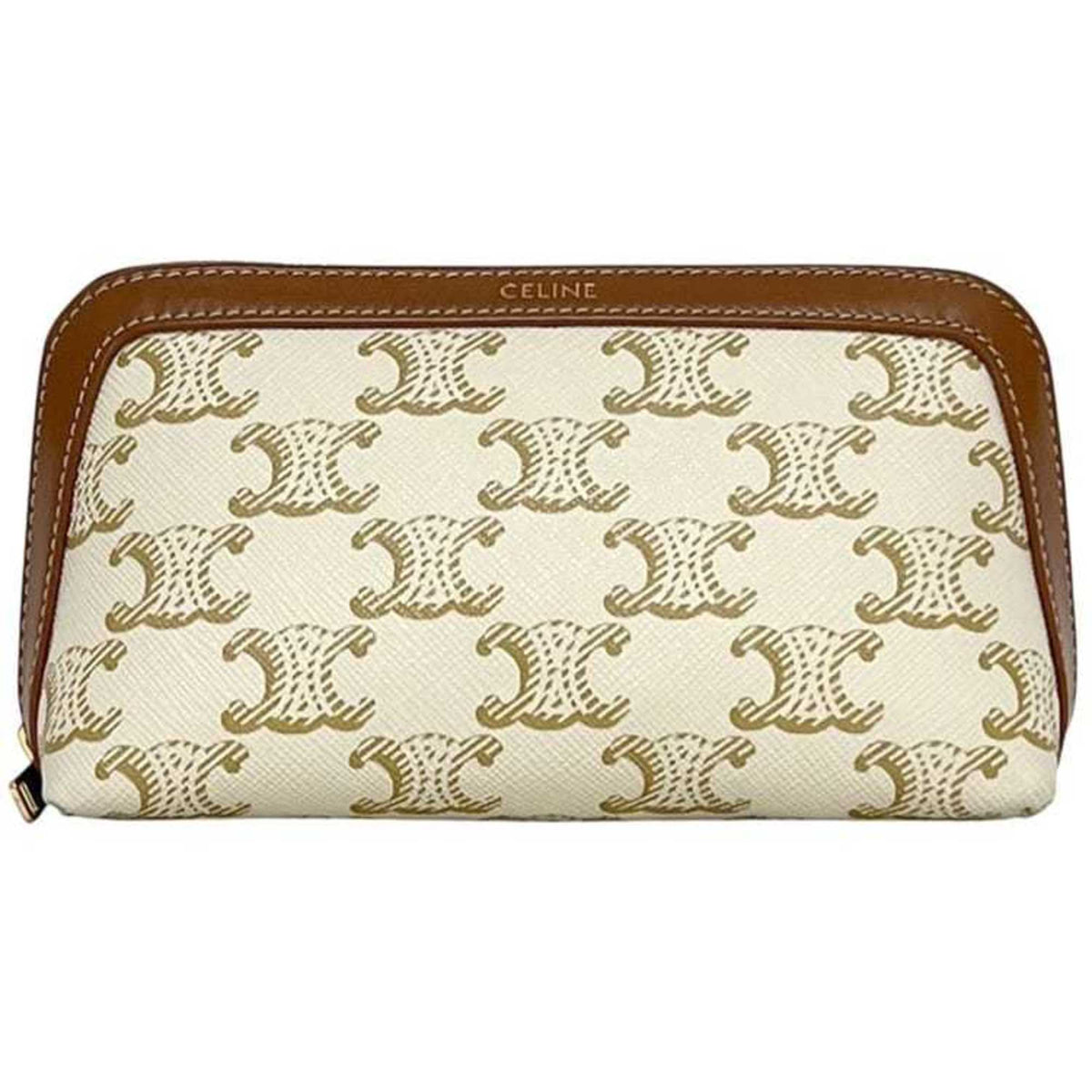 Celine Brown White Pvc Leather Pouch (Pre-Owned)