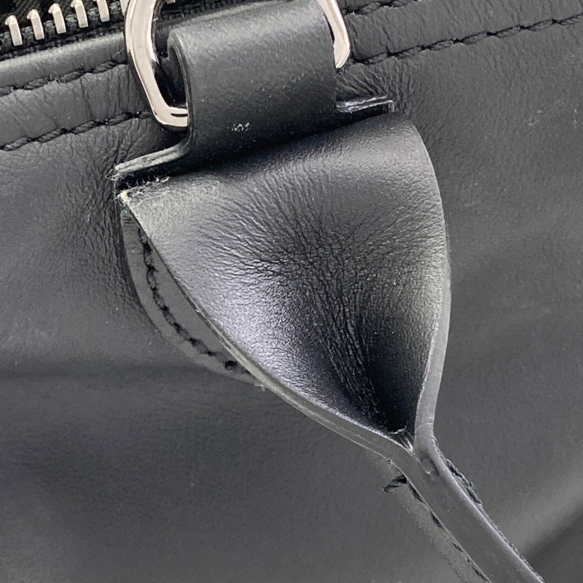 Longchamp Le Pliage Black Leather Handbag (Pre-Owned)