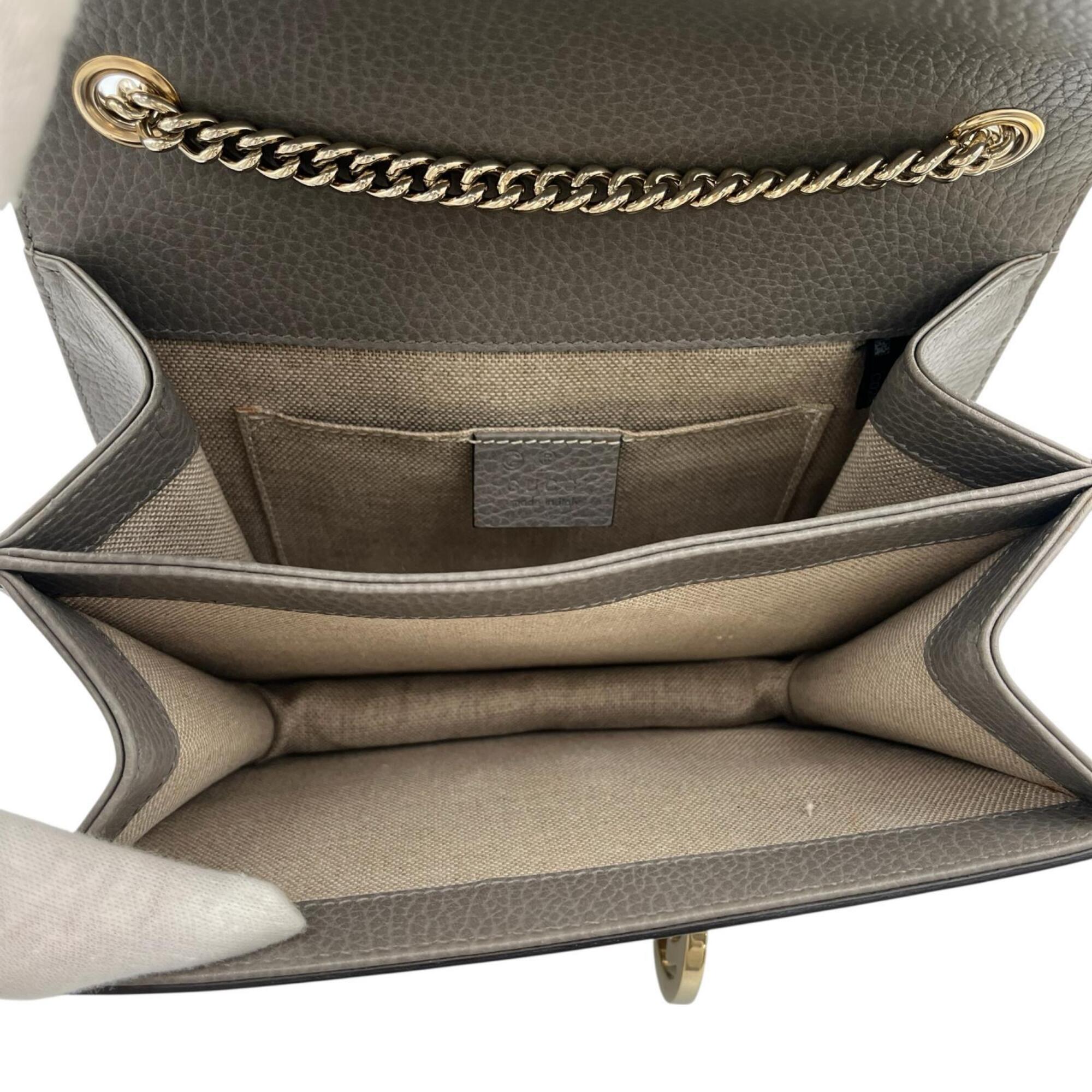 Gucci Gray Leather Shoulder Bag (Pre-Owned)