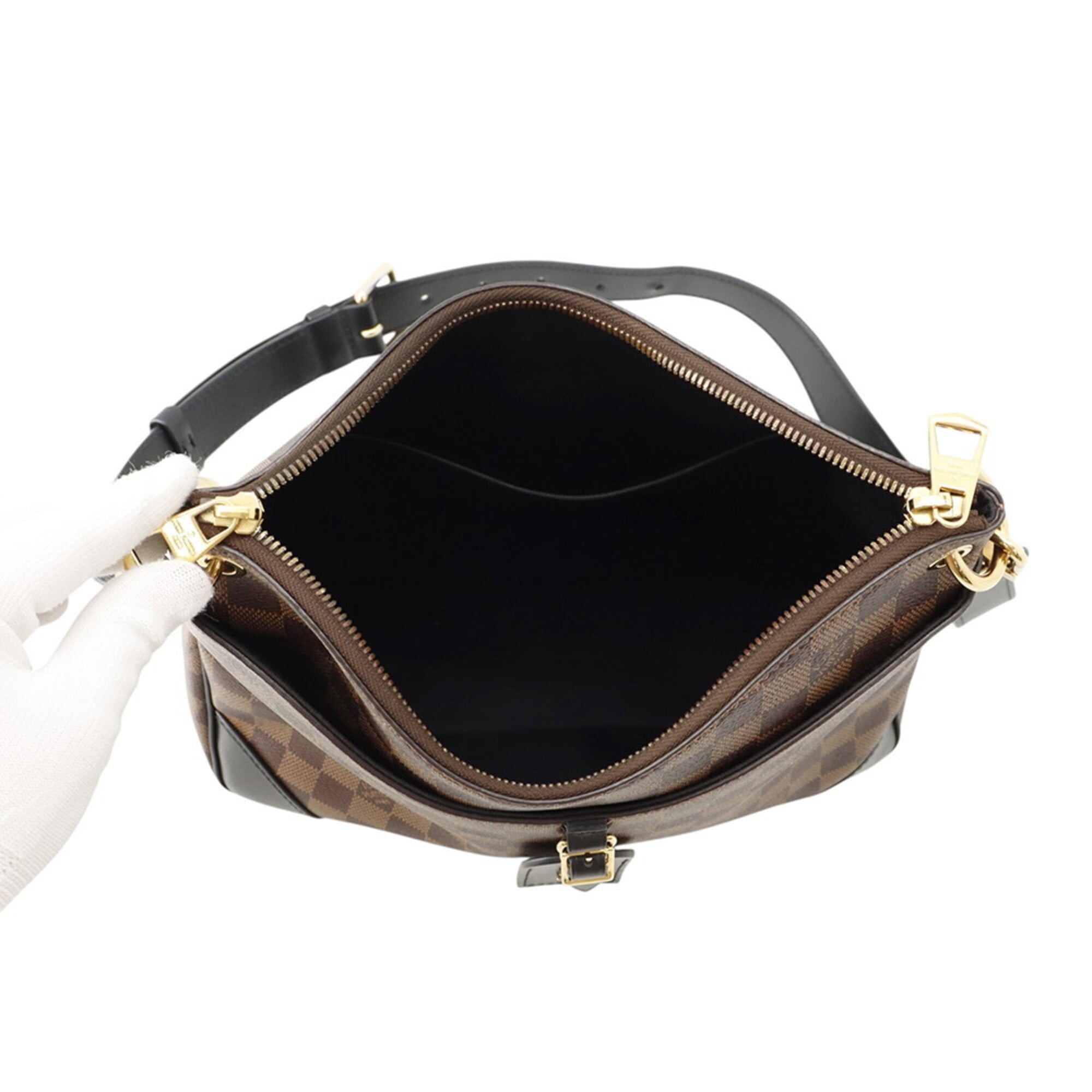 Louis Vuitton Black Damier Canvas Ebene Noir Exotic Leather Handbag Shoulder Bag (Pre-Owned)