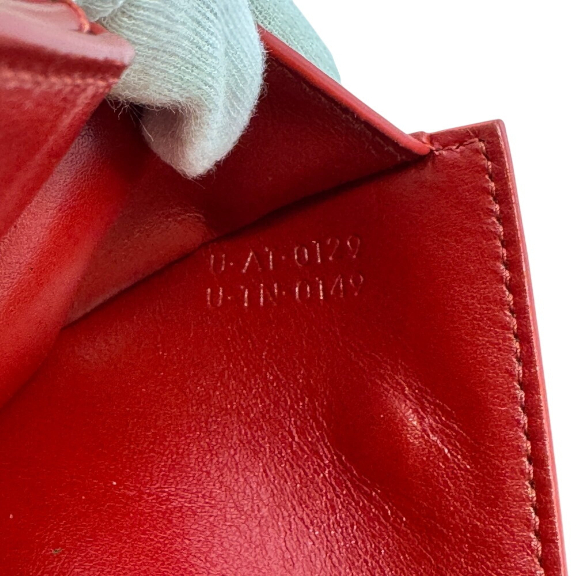 Celine Red Color Leather Wallet (Tri-Fold) (Pre-Owned)