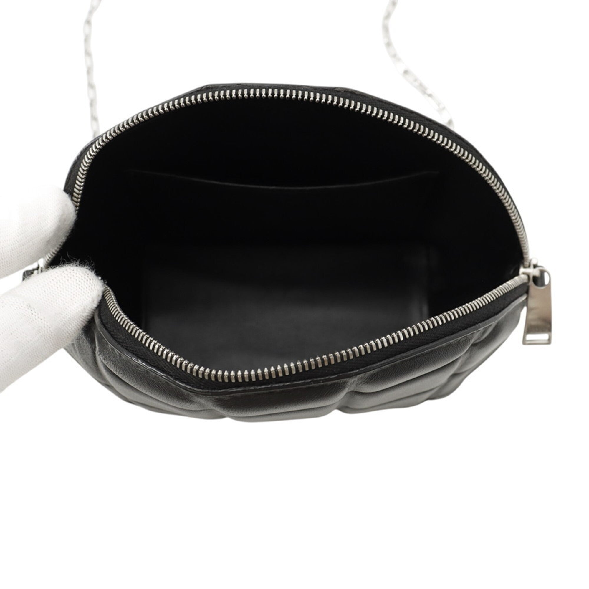 Bottega Veneta Black Leather Handbag Shoulder Bag (Pre-Owned)