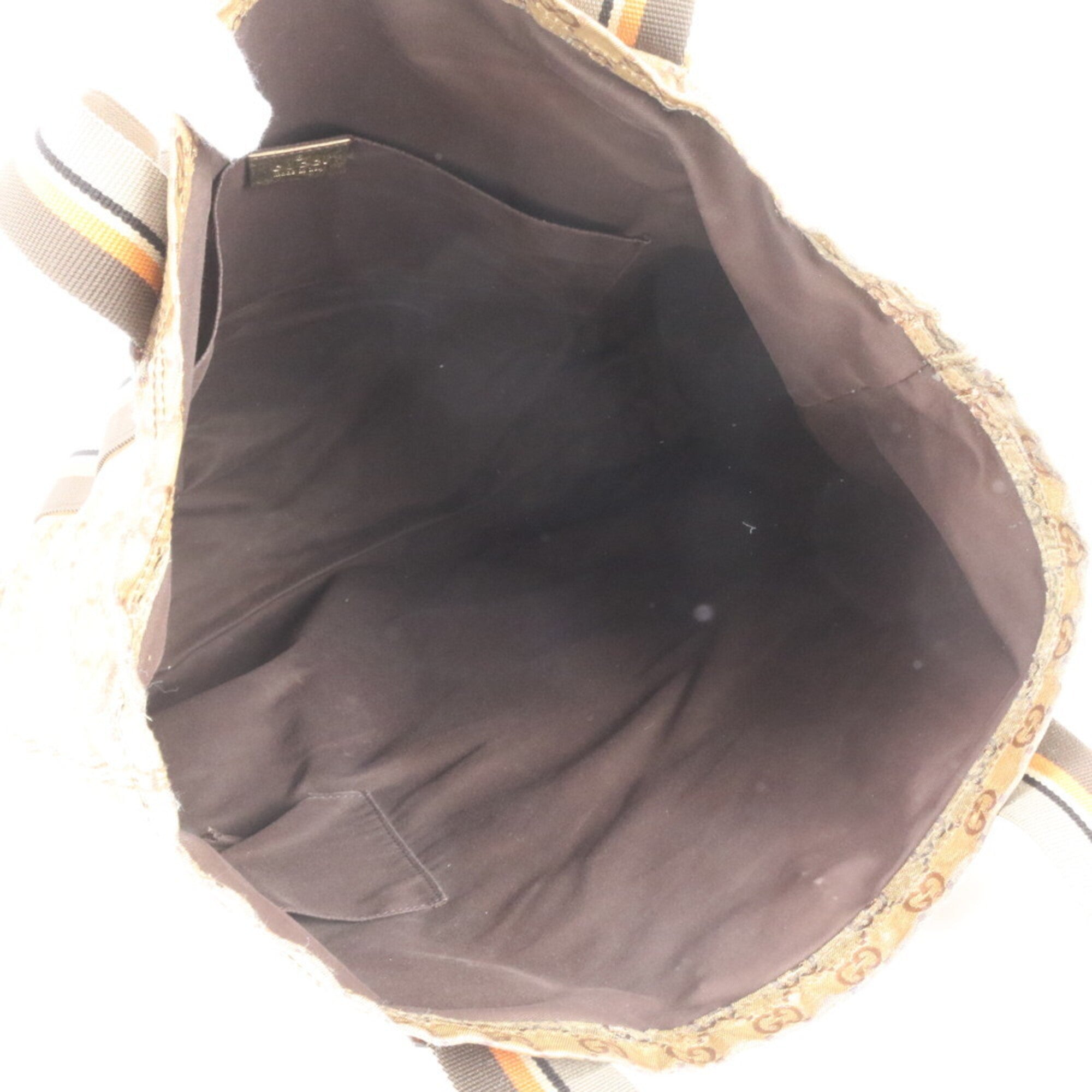 Gucci Brown Coated Canvas Leather Handbag Tote Bag (Pre-Owned)