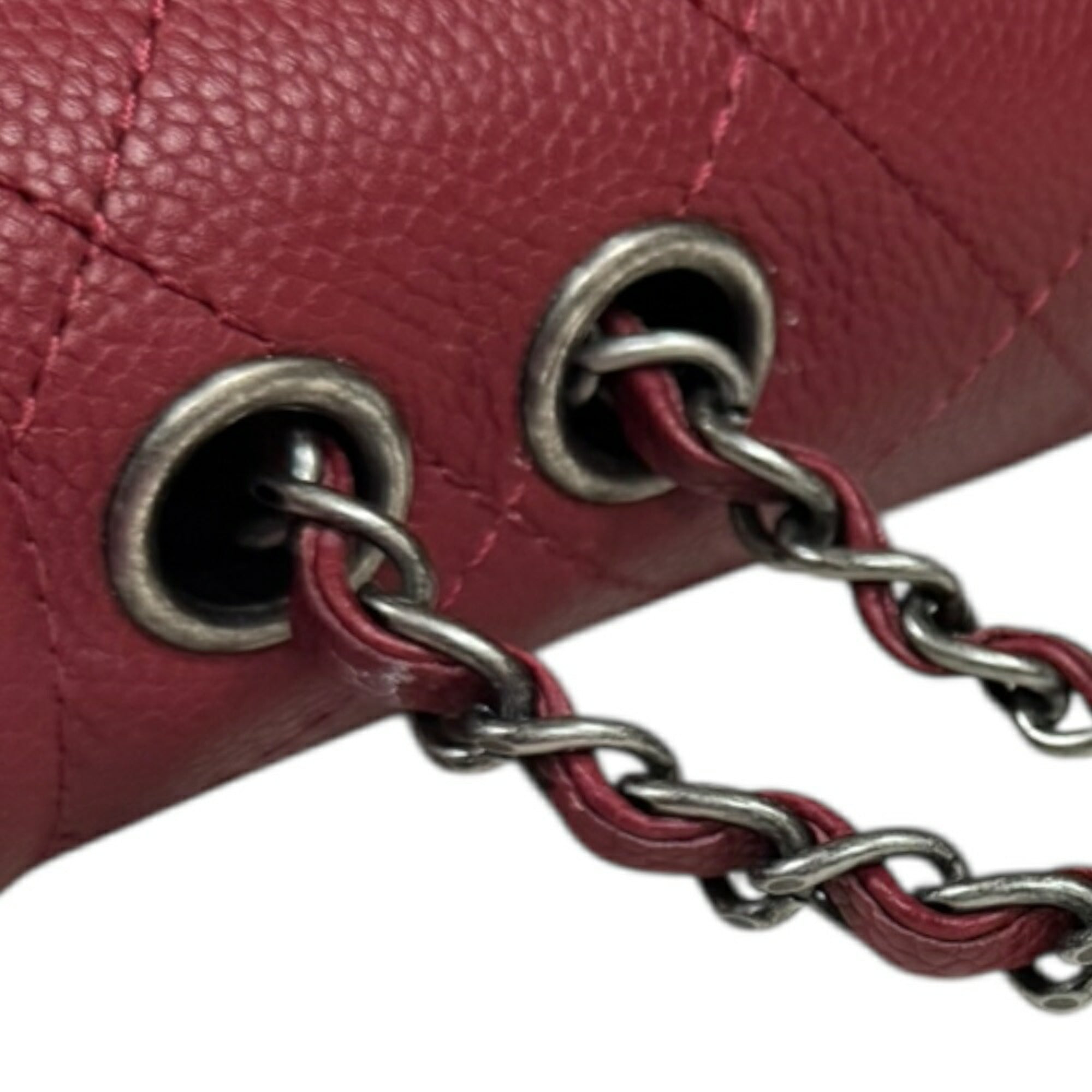 Chanel Matelasse Red Color Leather Shoulder Bag (Pre-Owned)
