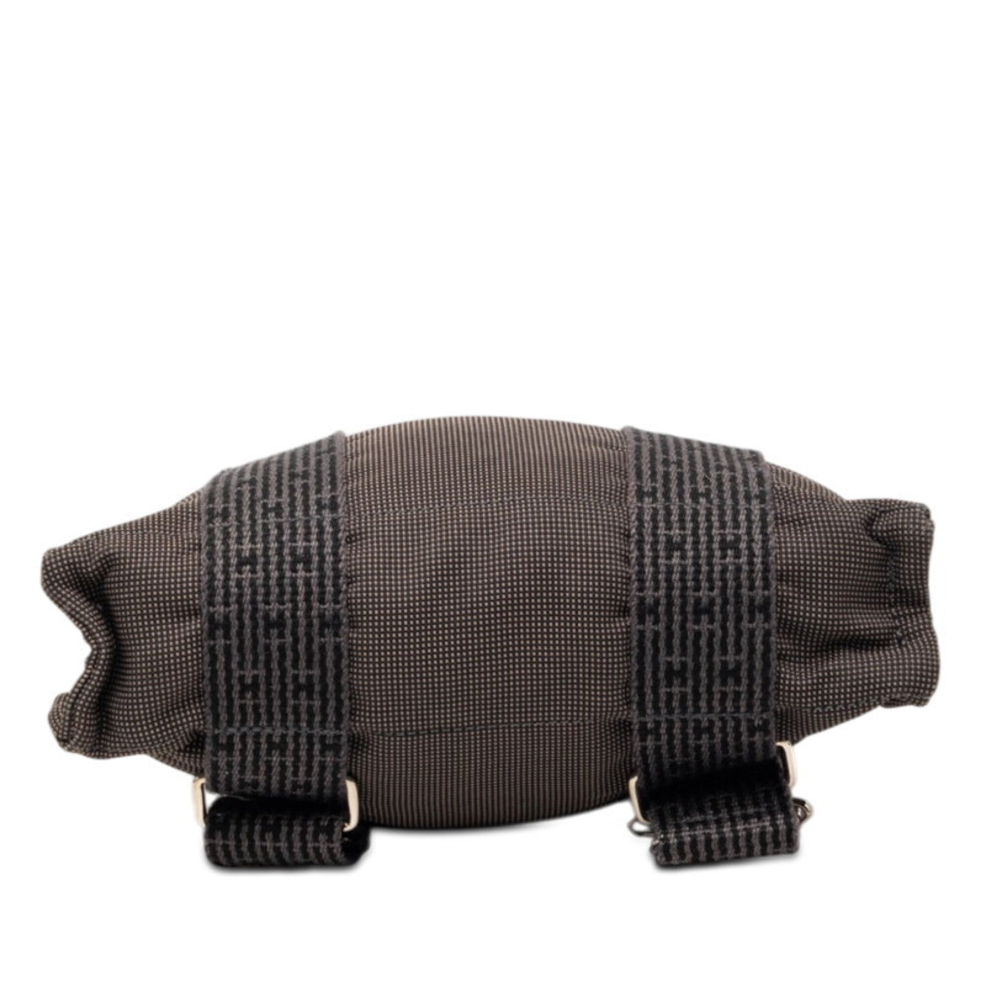 Hermes Her Line Black Gray Canvas Backpack (Pre-Owned)