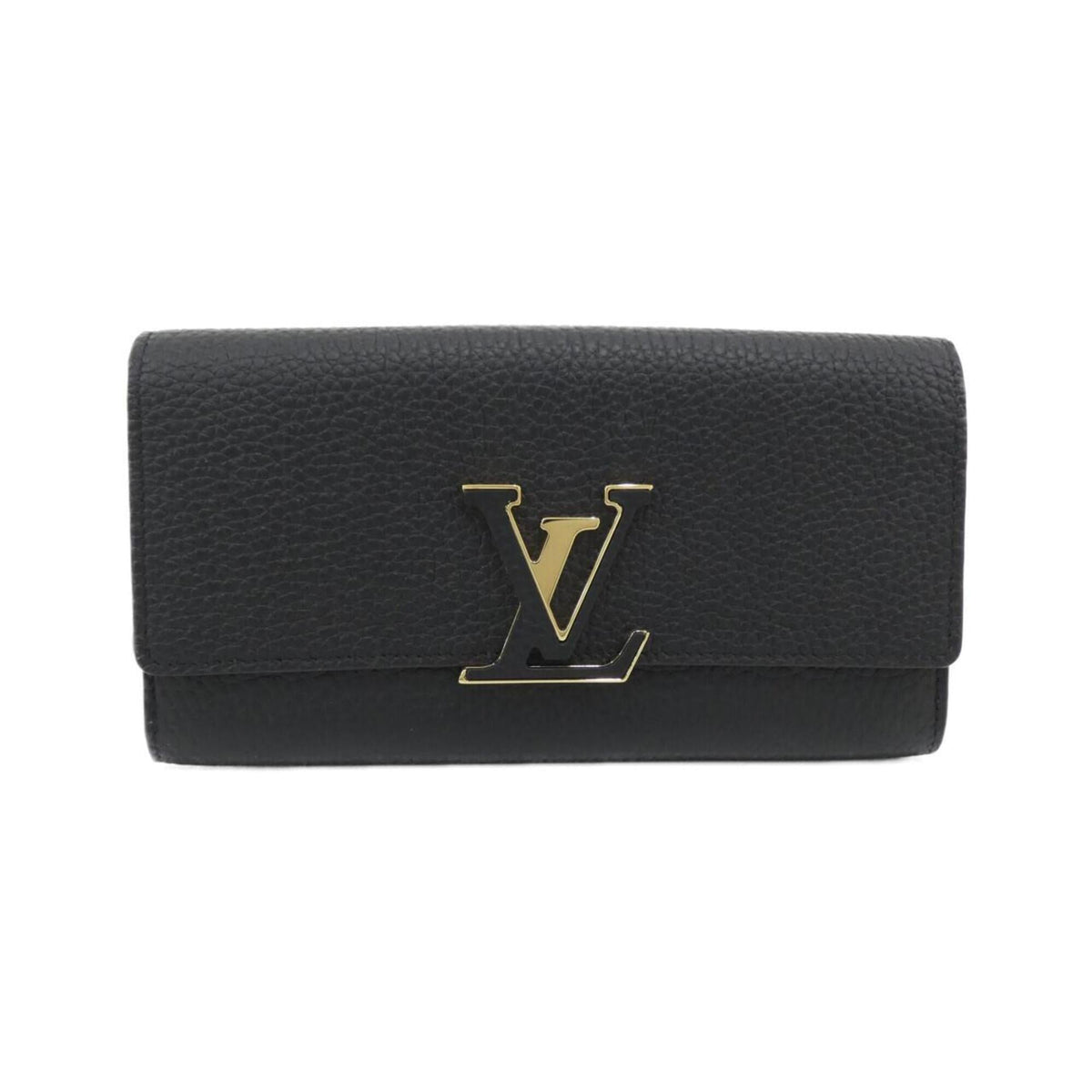 Louis Vuitton Black Leather Long Wallet (Bi-Fold) (Pre-Owned)