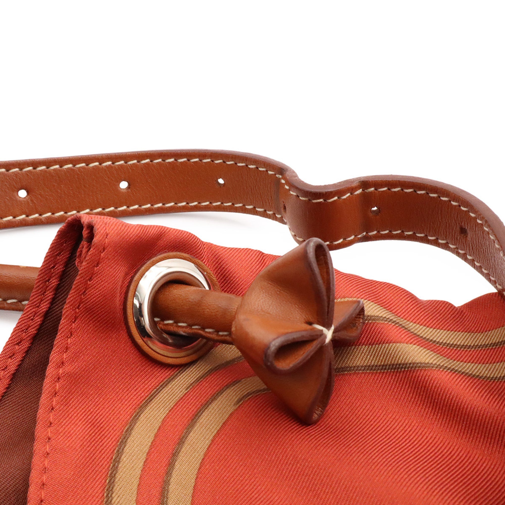 Hermes Brown Multi-Color Silk Leather Shoulder Bag (Pre-Owned)