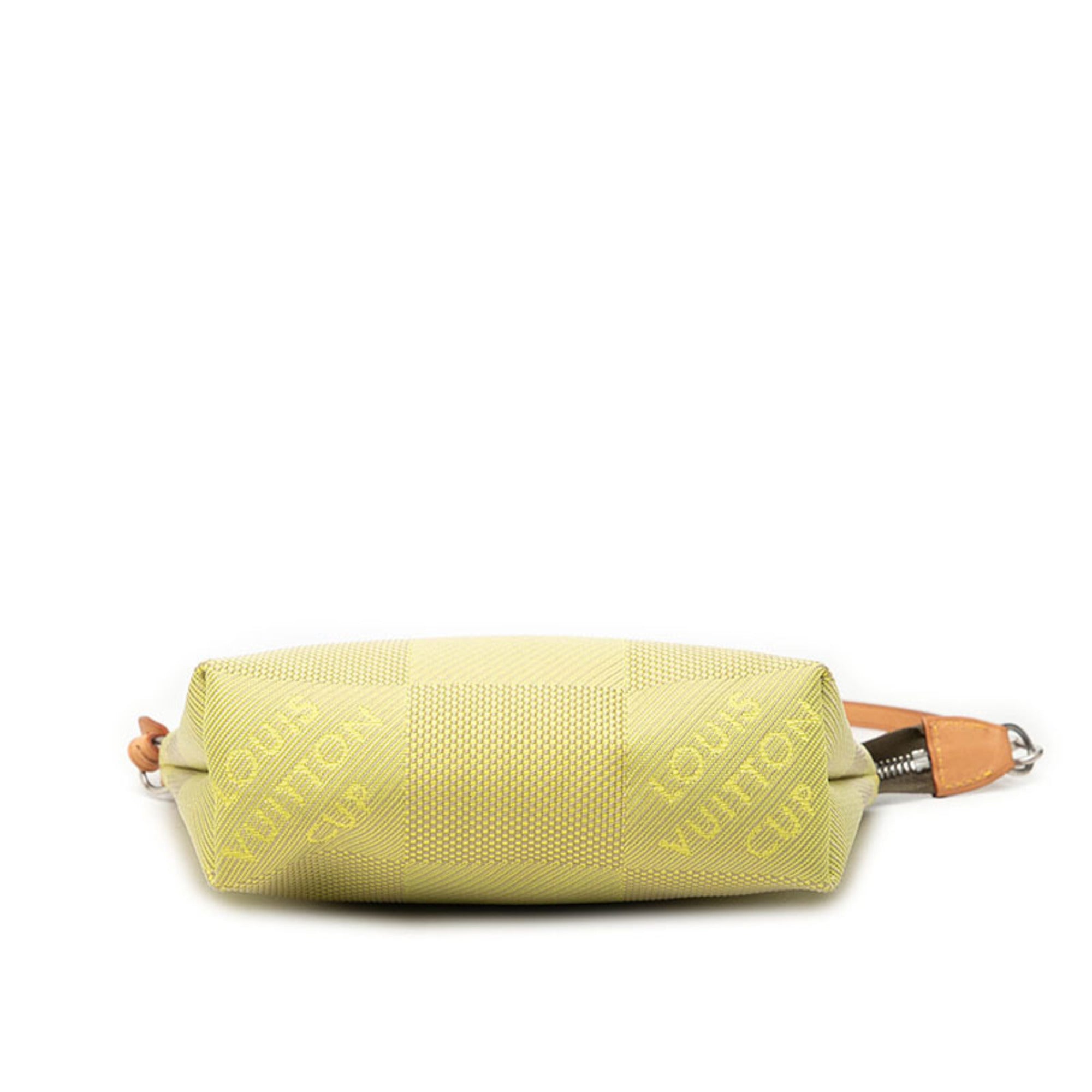 Louis Vuitton Lime Green Canvas Leather Handbag Pouch (Pre-Owned)