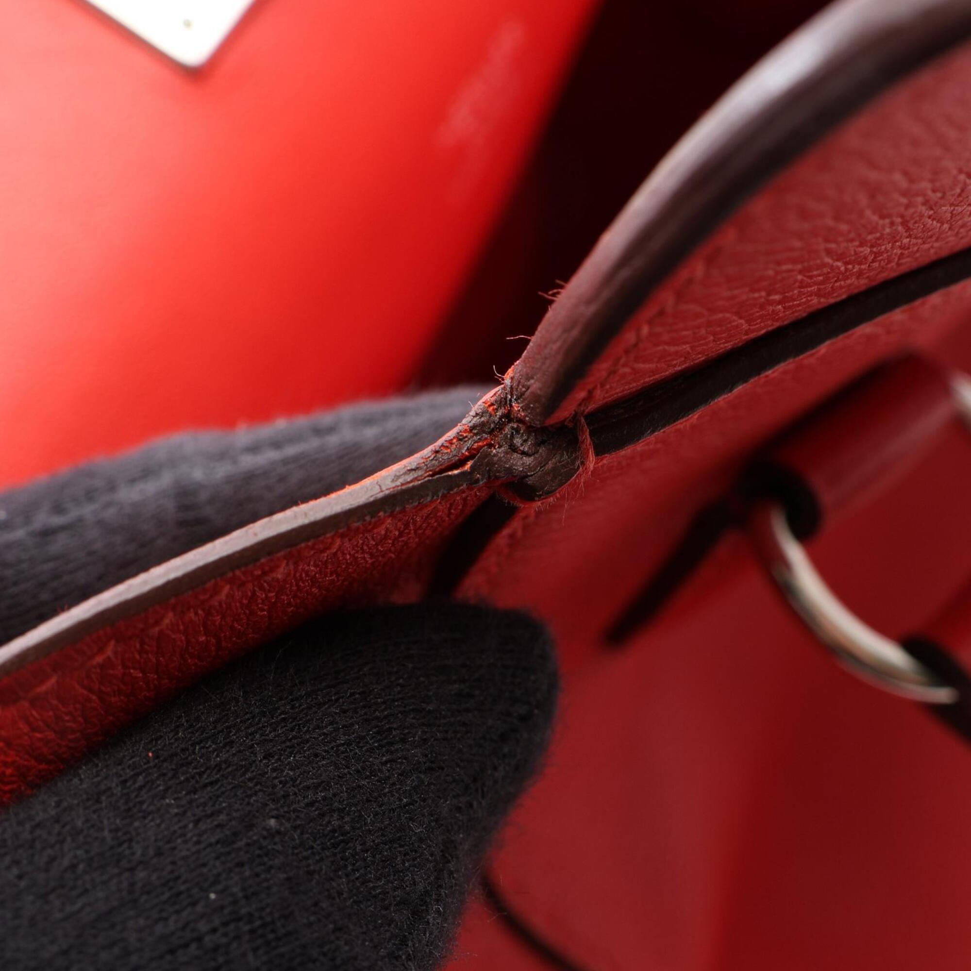 Hermes Red Color Evercalf Leather Handbag (Pre-Owned)