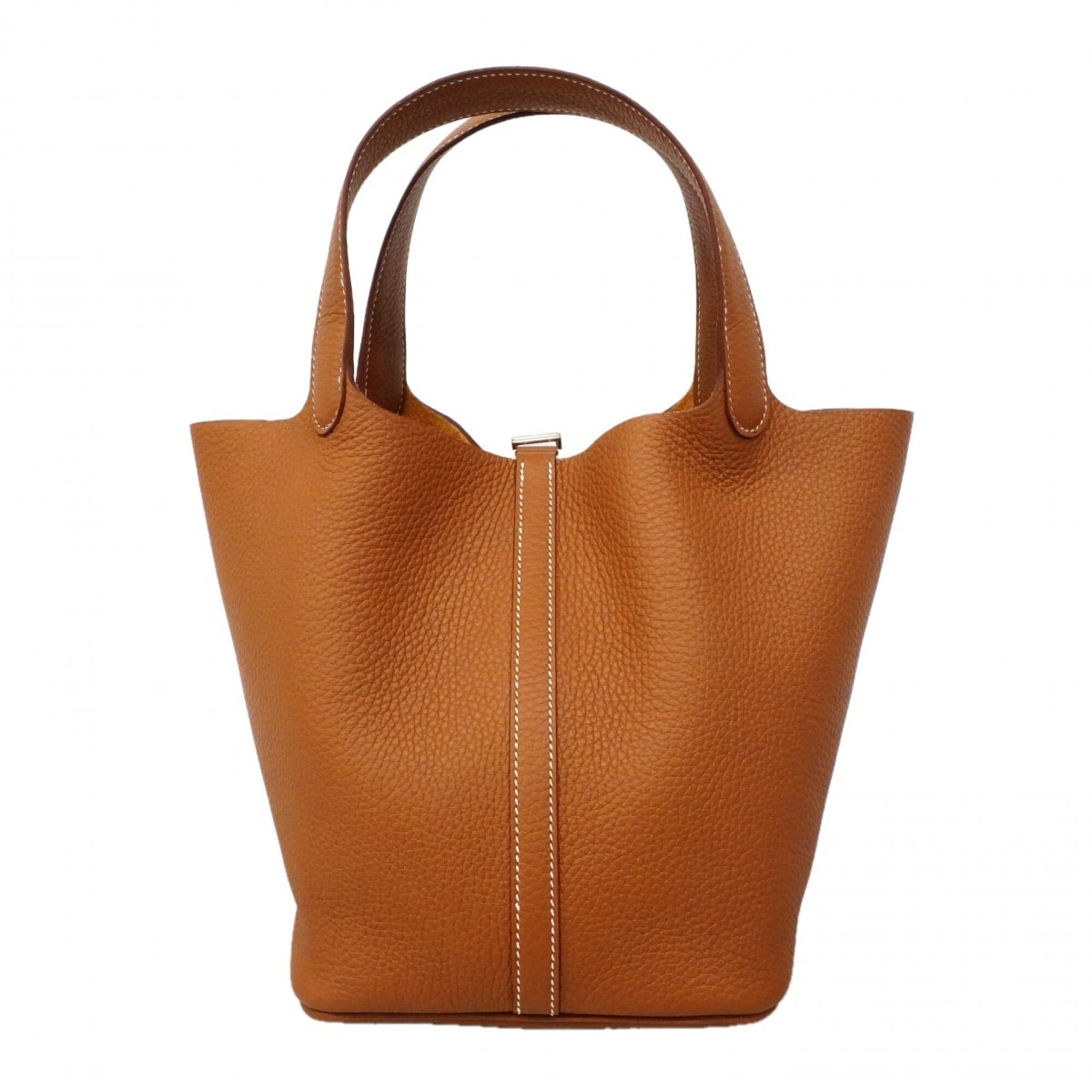 Hermes Gold Taurillon Clemence Leather Handbag (Pre-Owned)