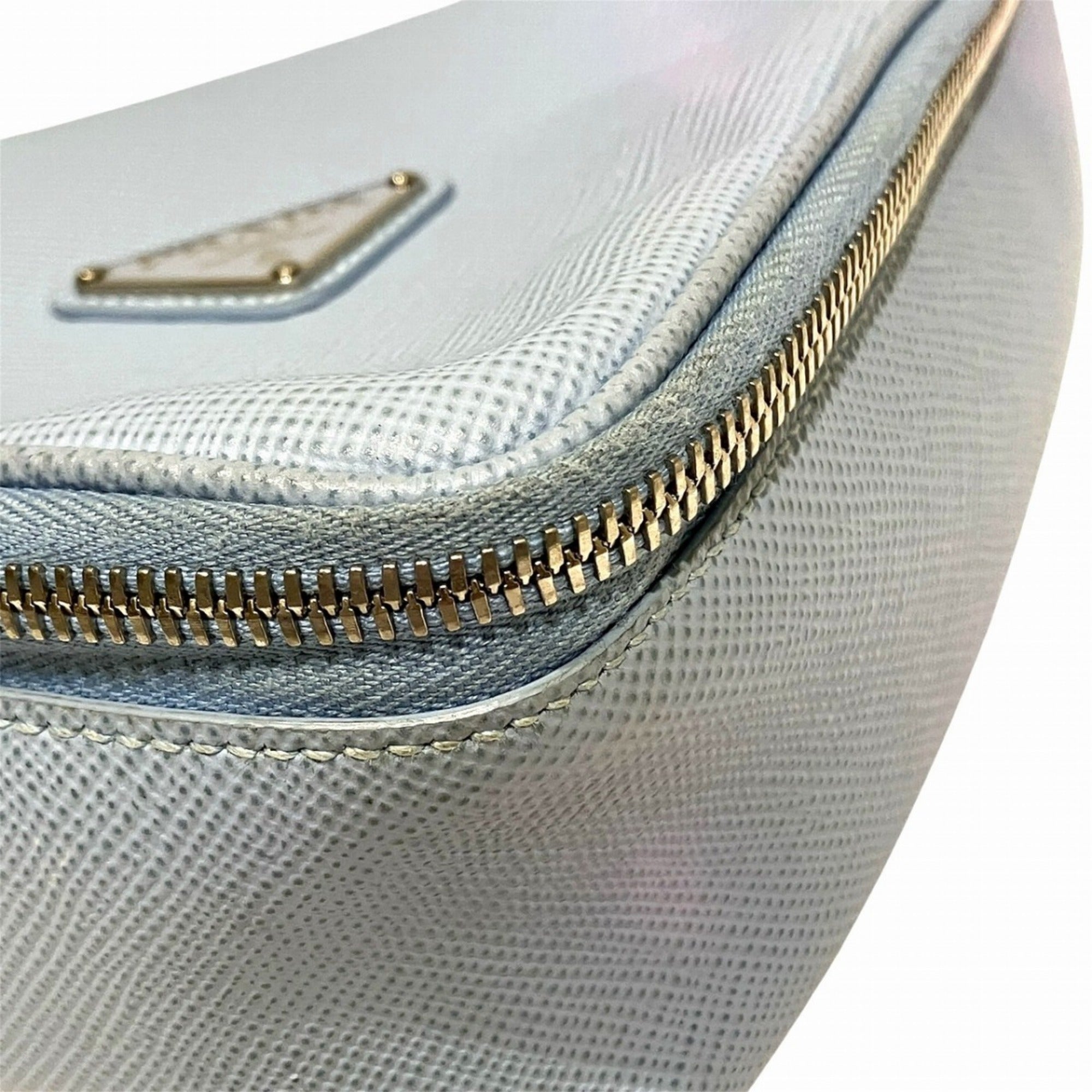 Prada Saffiano Light Blue Leather Shoulder Bag (Pre-Owned)